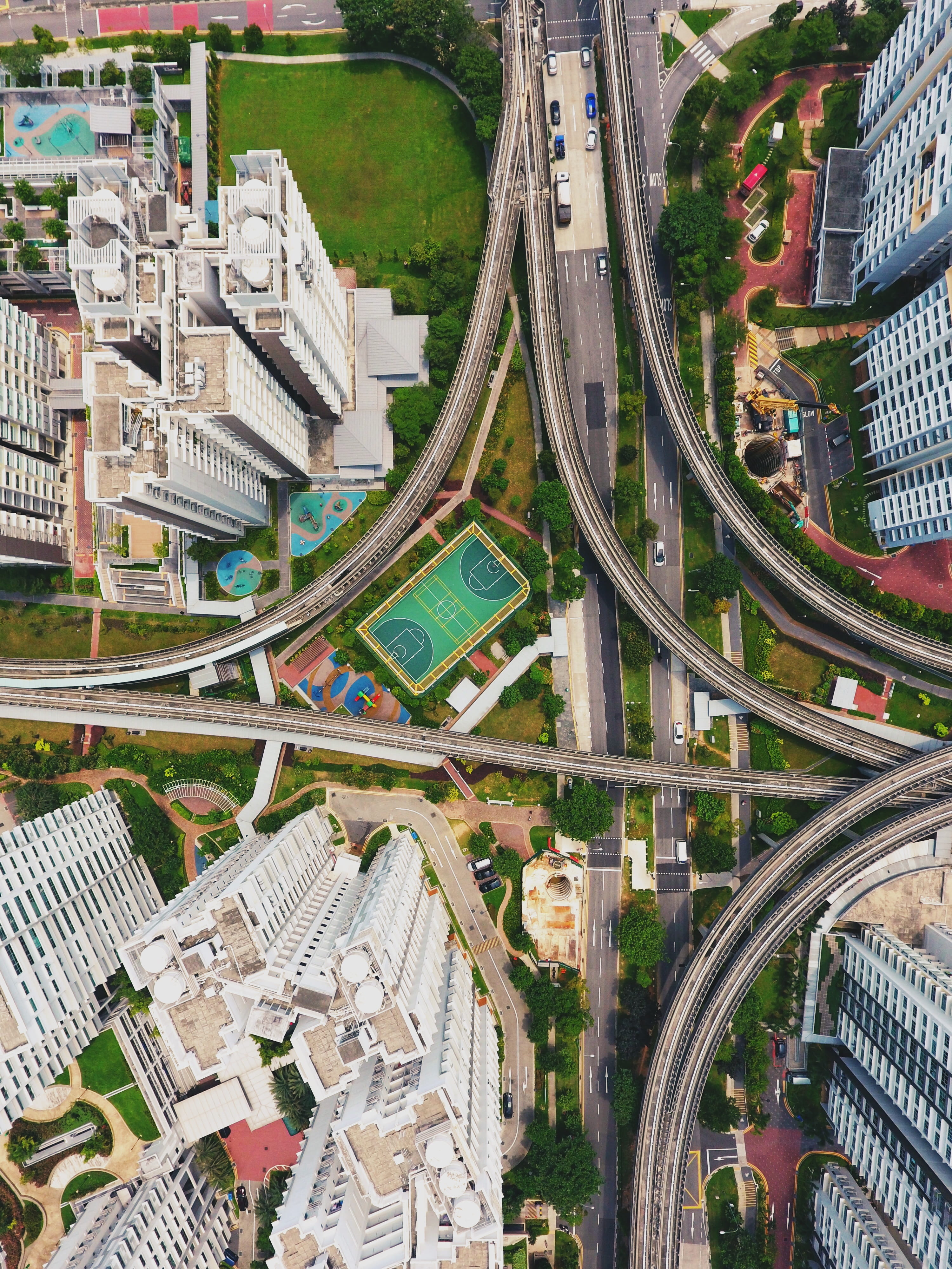 buildings, outdoors, cityscape, roof, famous Place, urban Skyline, daytime, photography, 4K, high Angle View, skyscraper, religion, connection, road Intersection, Phone HD Wallpaper