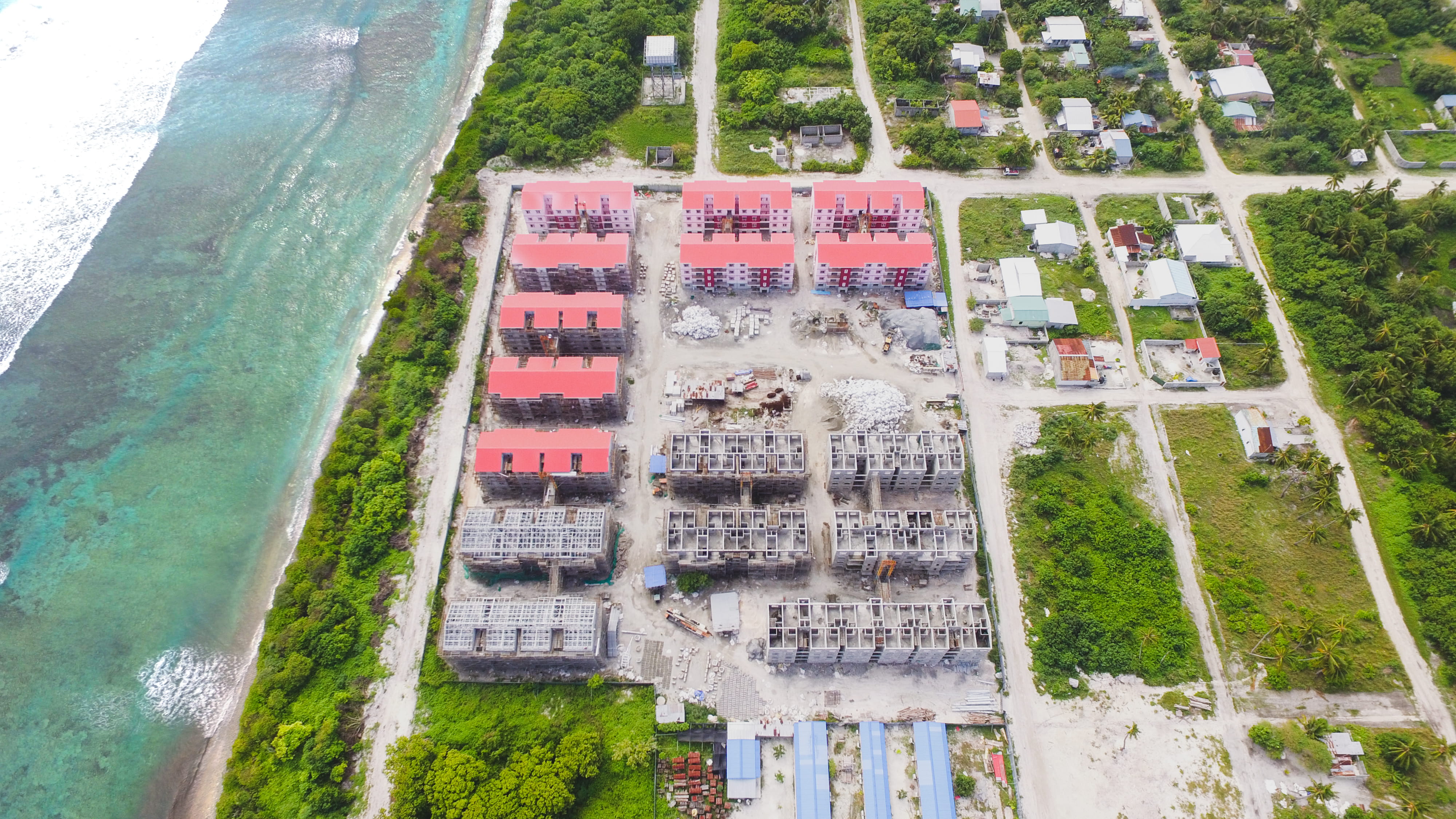 development, architecture, plant, building, poster, tree, road, day, growth, building exterior, water, houses, patterns, collage, 4K, no people, aerial view, HD Wallpaper
