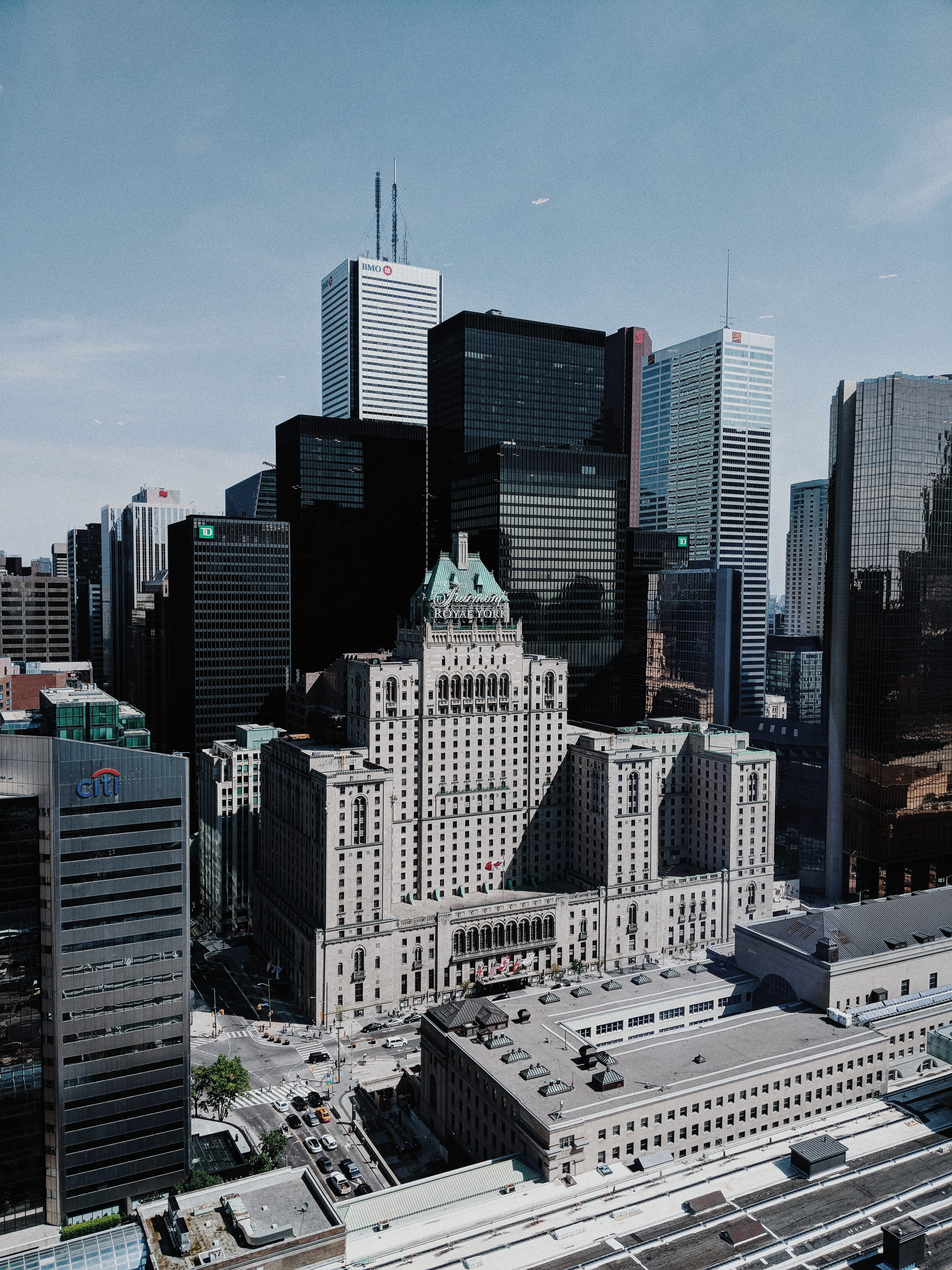 road, blue, the six, toronto, summer, drone, skyscraper, outdoors, 4K, highrise, urban skyline, sun, canada, spire, photo, financial district, arial, high, Phone HD Wallpaper