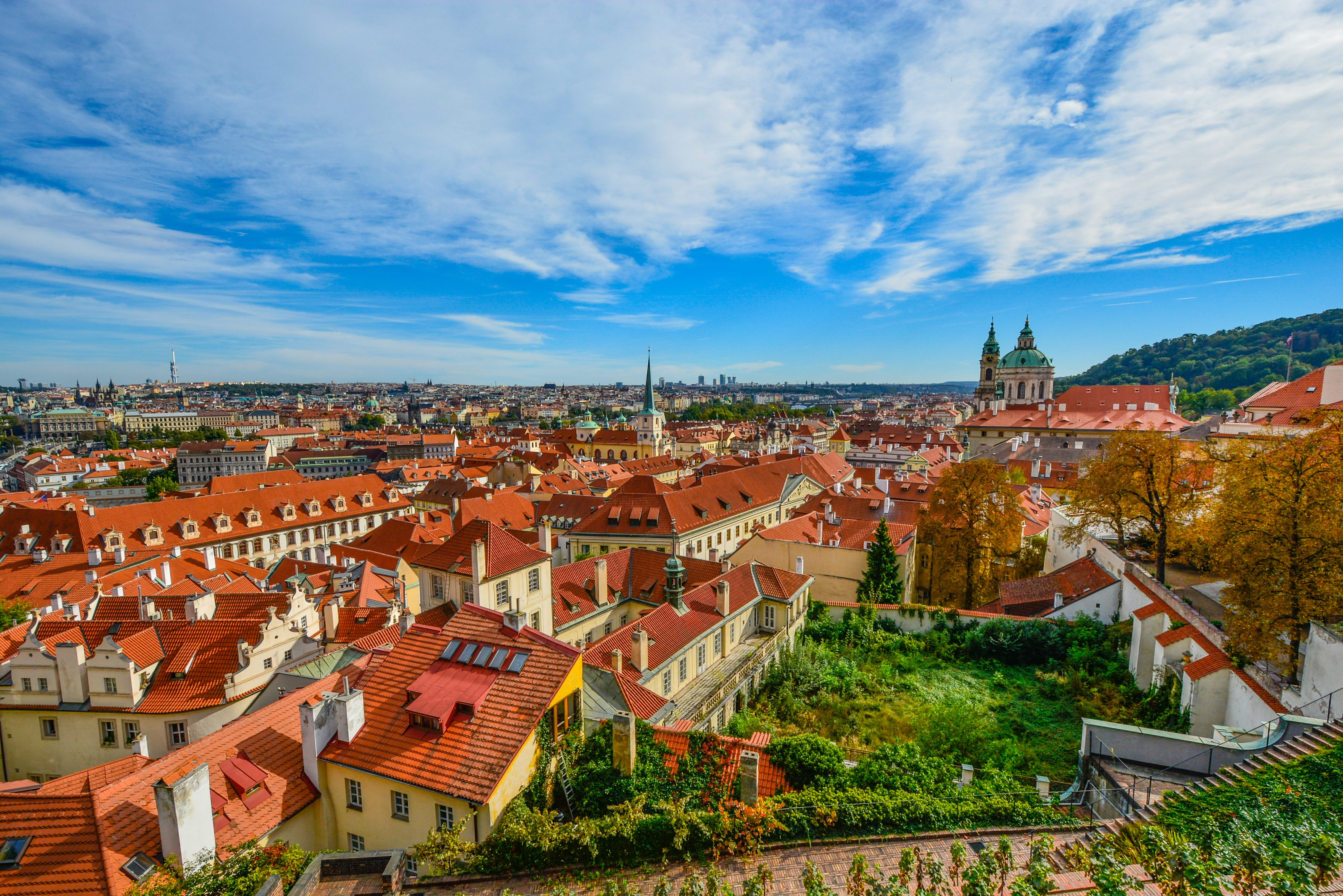 village, house, view, summer, nature, building exterior, town, tree, church, czech, garden, scenic, high angle view, built structure, daytime, residential district, HD Wallpaper
