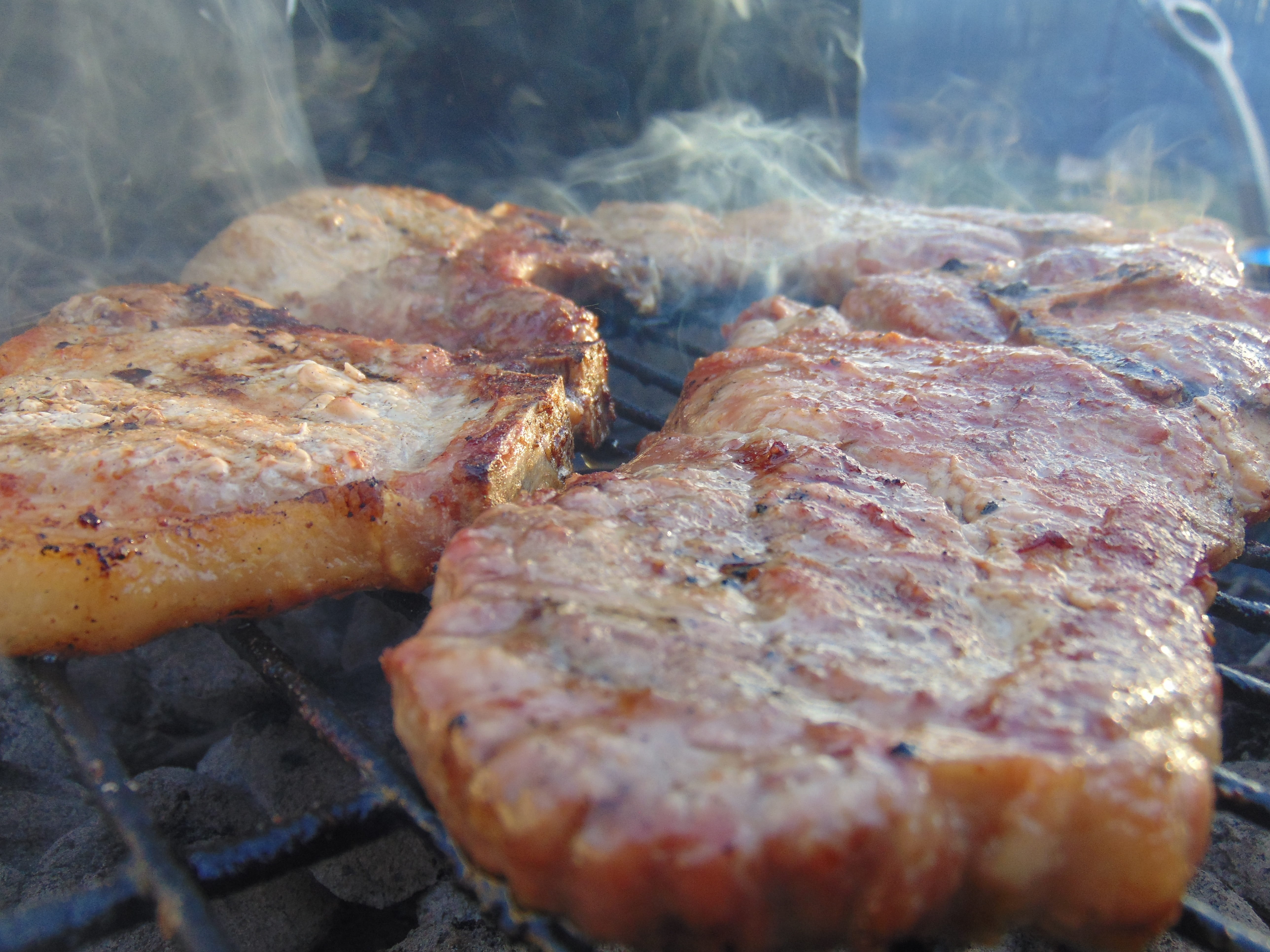 pork, summer, Grill, meal, delicious, dinner, smoke - Physical Structure, gourmet, selective focus, cooking, flame, lunch, 5K, food And Drink, still life, HD Wallpaper