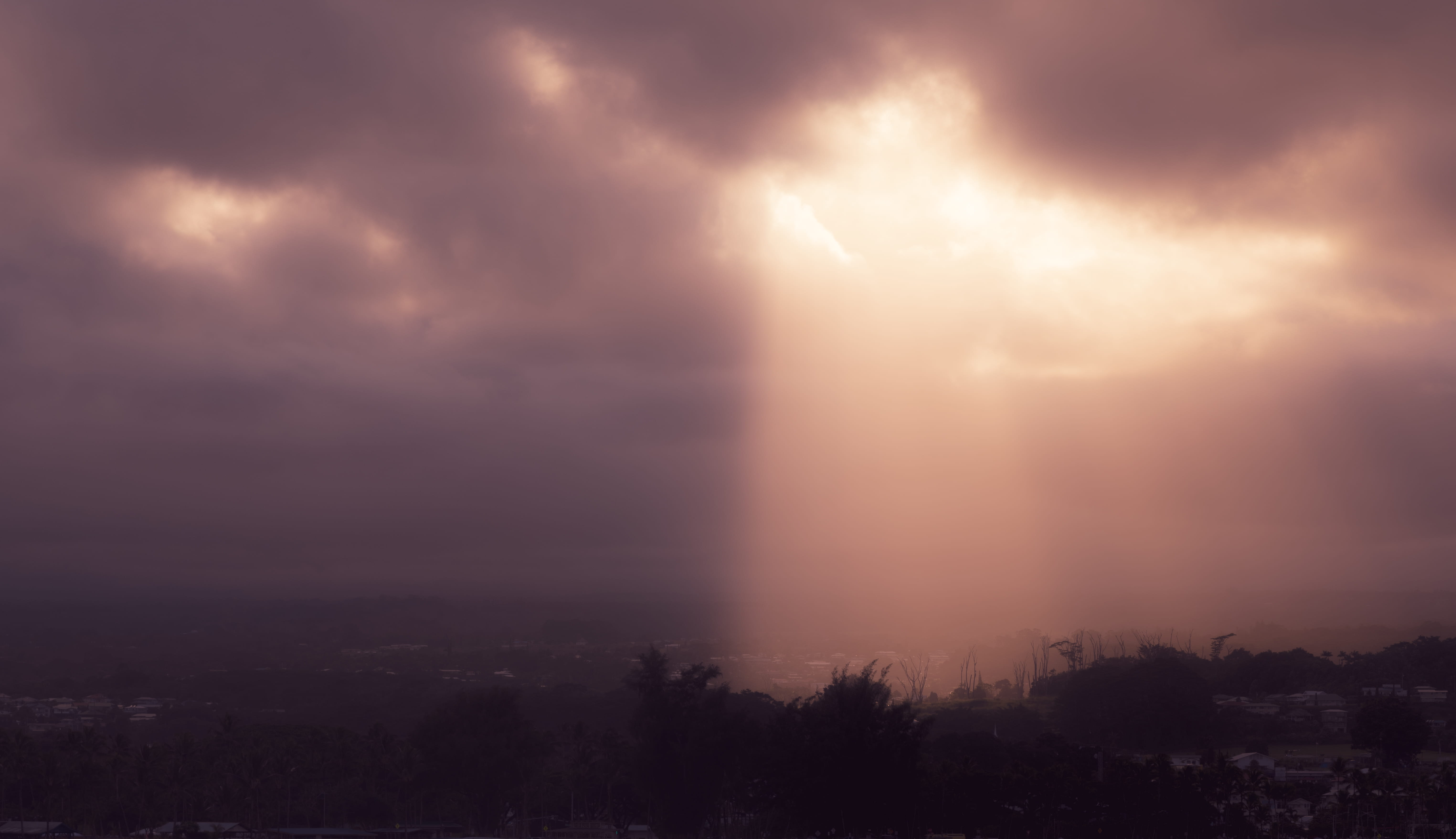 beauty in nature, awe, outdoors, fog, silhouette, landscape, 5K, tree, scenics - nature, tranquil scene, tranquility, dispersion, idyllic, cityscape, sunset, HD Wallpaper