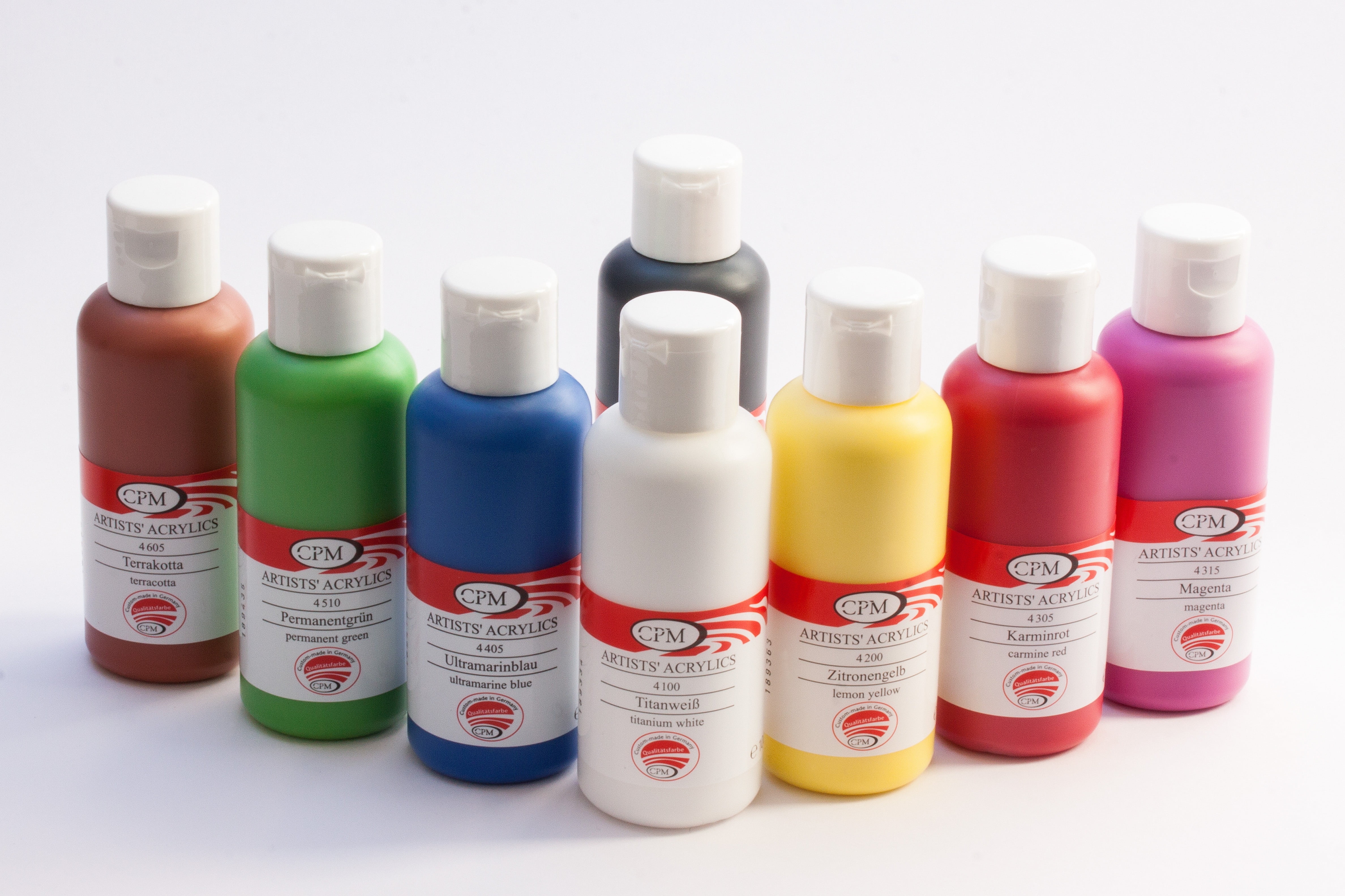 acrylic paints, studio shot, bottle, 4K, science, choice, soluble in water, white background, close-up, indoors, brown, color, green, group of objects, HD Wallpaper