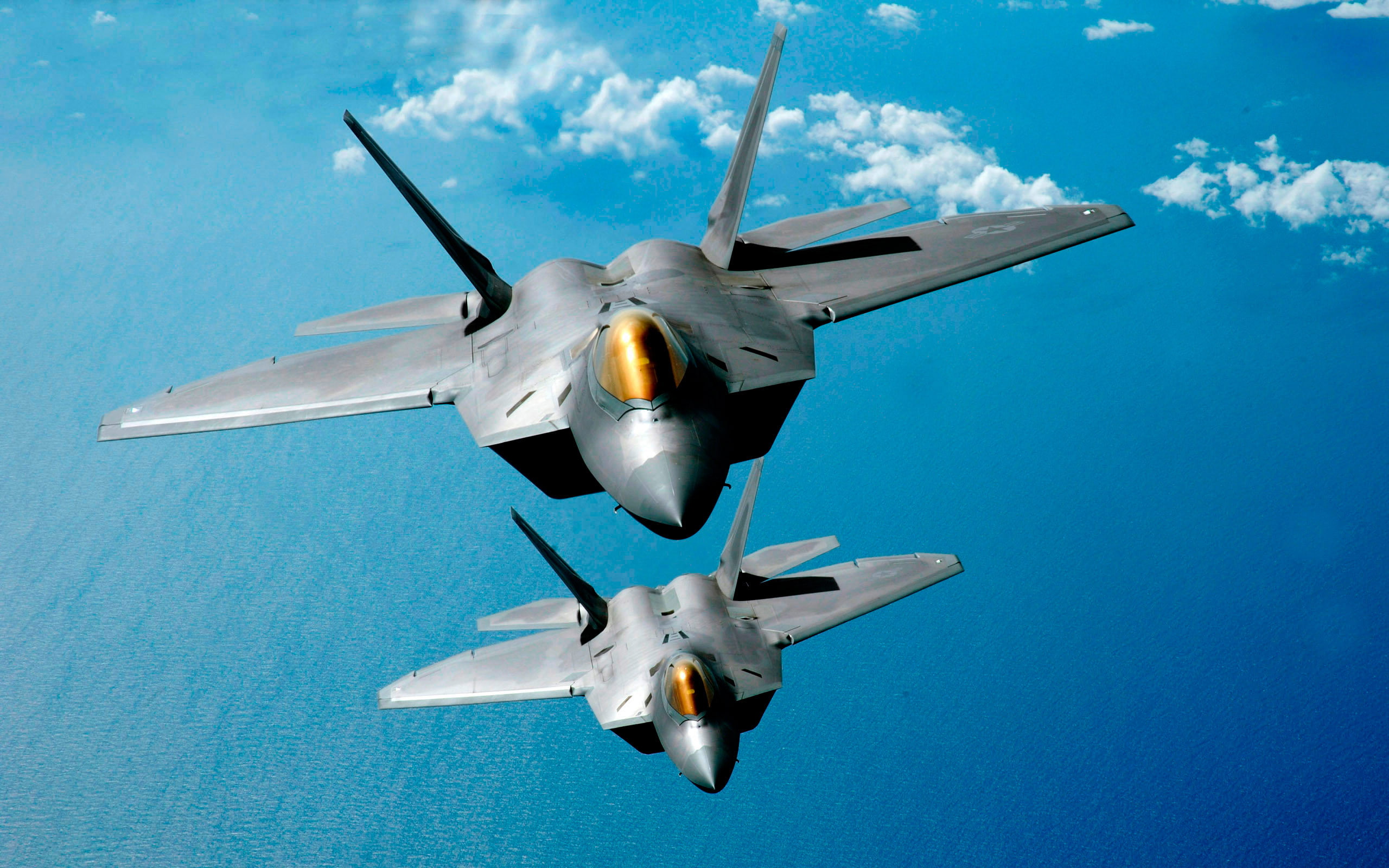 planes, two, 2K, HD, Stealth fighters, gray, Lockheed Martin F-22 Raptor, air, fighter, HD Wallpaper