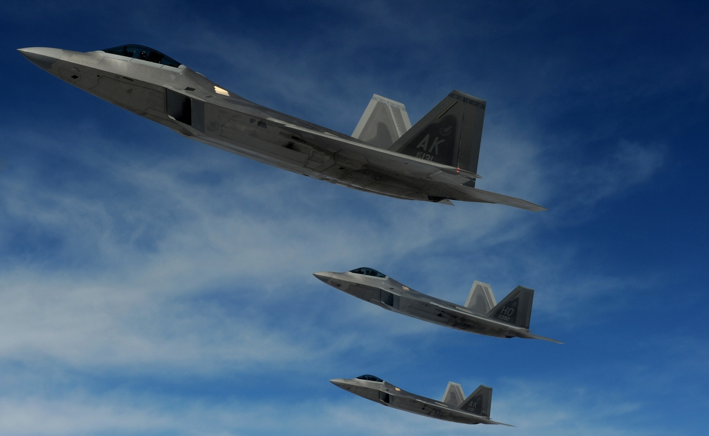 jet, Raptor, mode of transportation, ak, fighting, airshow, air force, 2K, transportation, aerospace industry, Army, military, f, nature, planes, day, HD Wallpaper