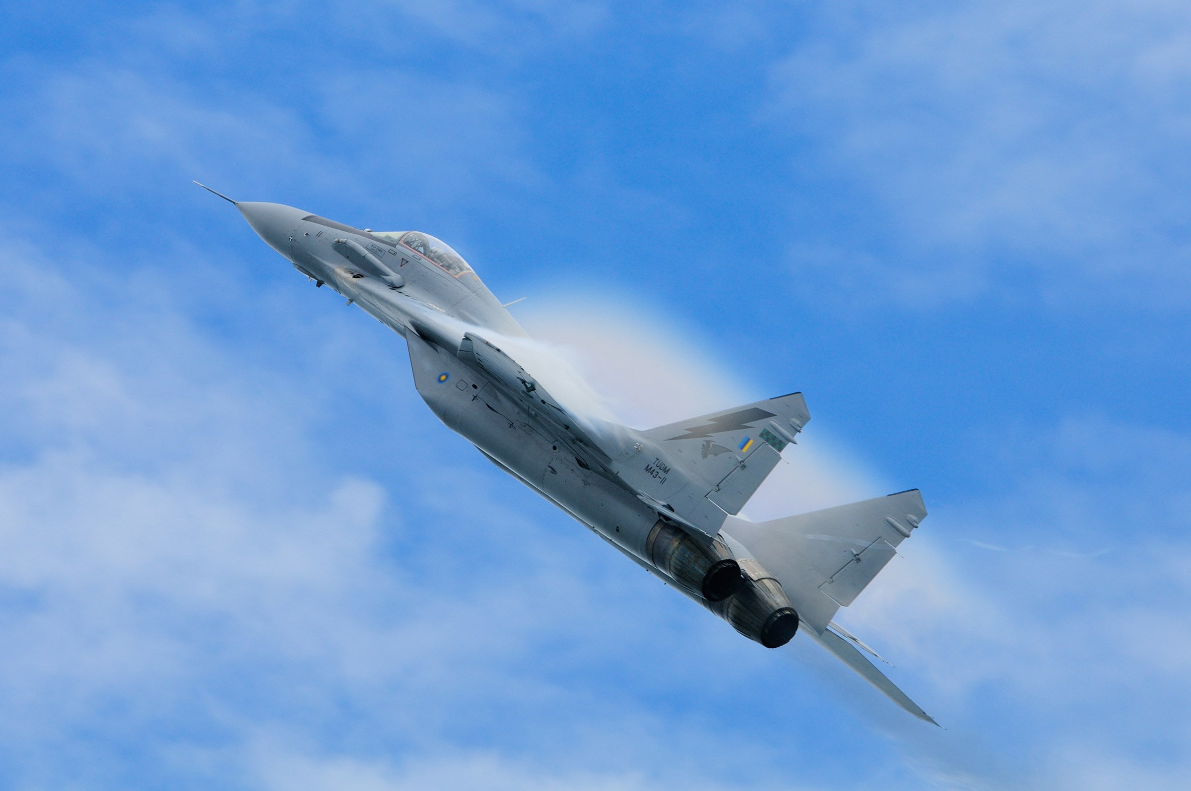 mikoyan mig 29, air vehicle, military, cloud - sky, flying, airplane, travel, motion, transportation, no people, day, low angle view, mid-air, plane, blue, HD Wallpaper