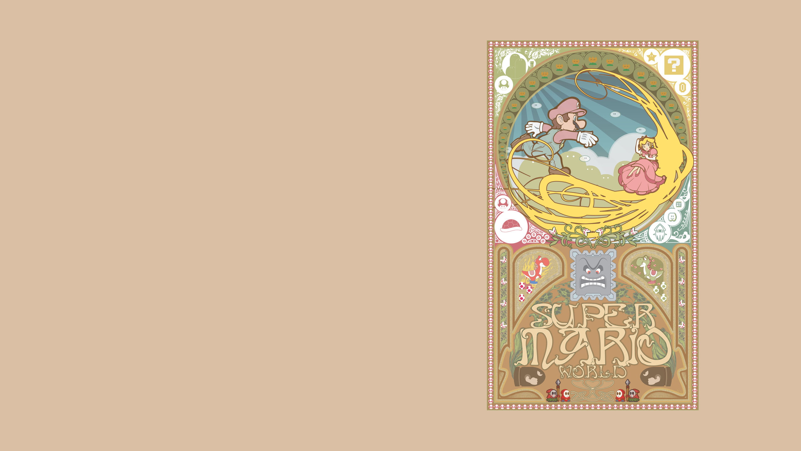 2K, peach, princess, hd, video games, poster, mario, super, nintendo, HD Wallpaper