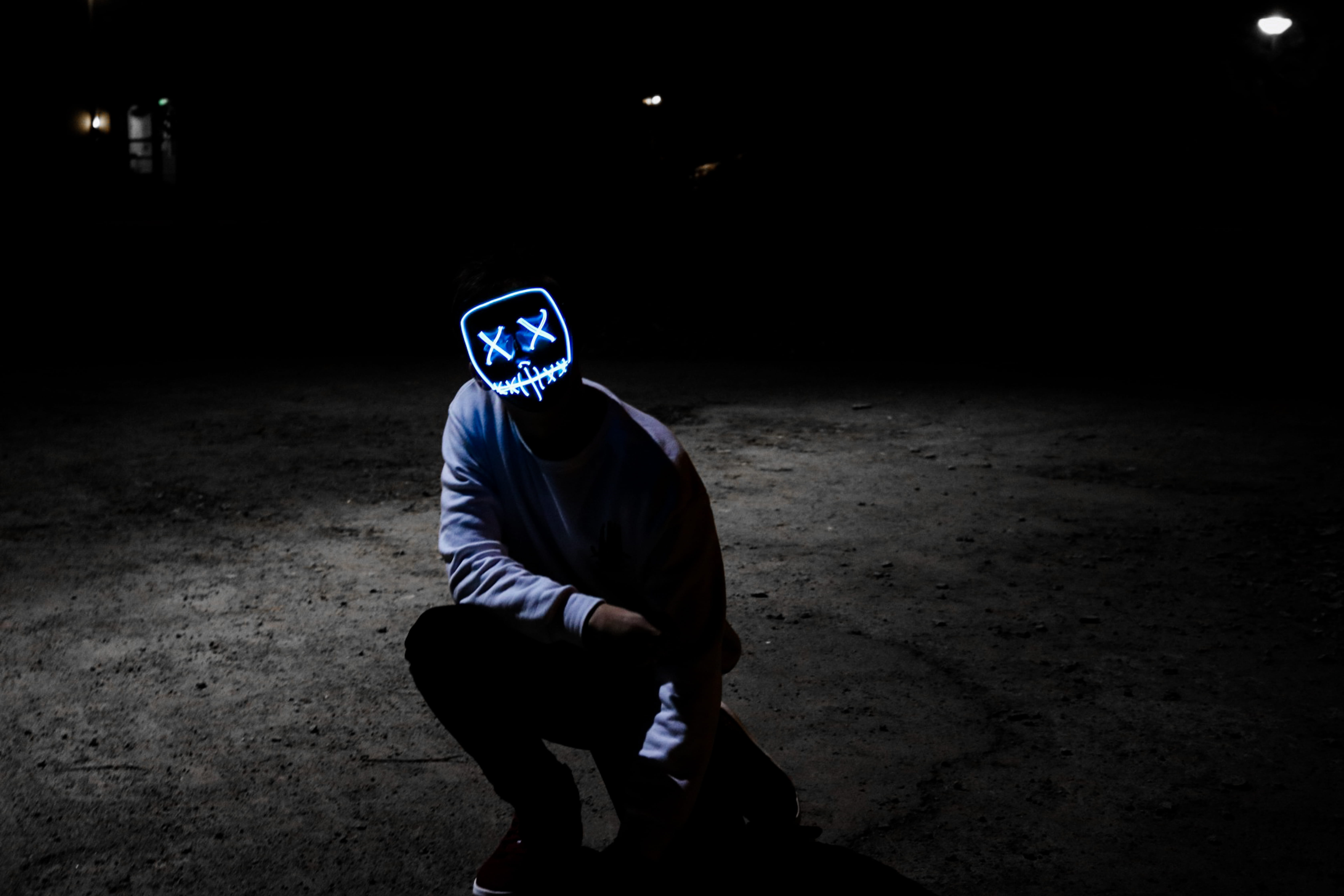 young adult, hood - clothing, lifestyles, 5K, surface, marshmellow, clothing, mask, males, front view, night, men, illuminated, obscured face, full length, HD Wallpaper