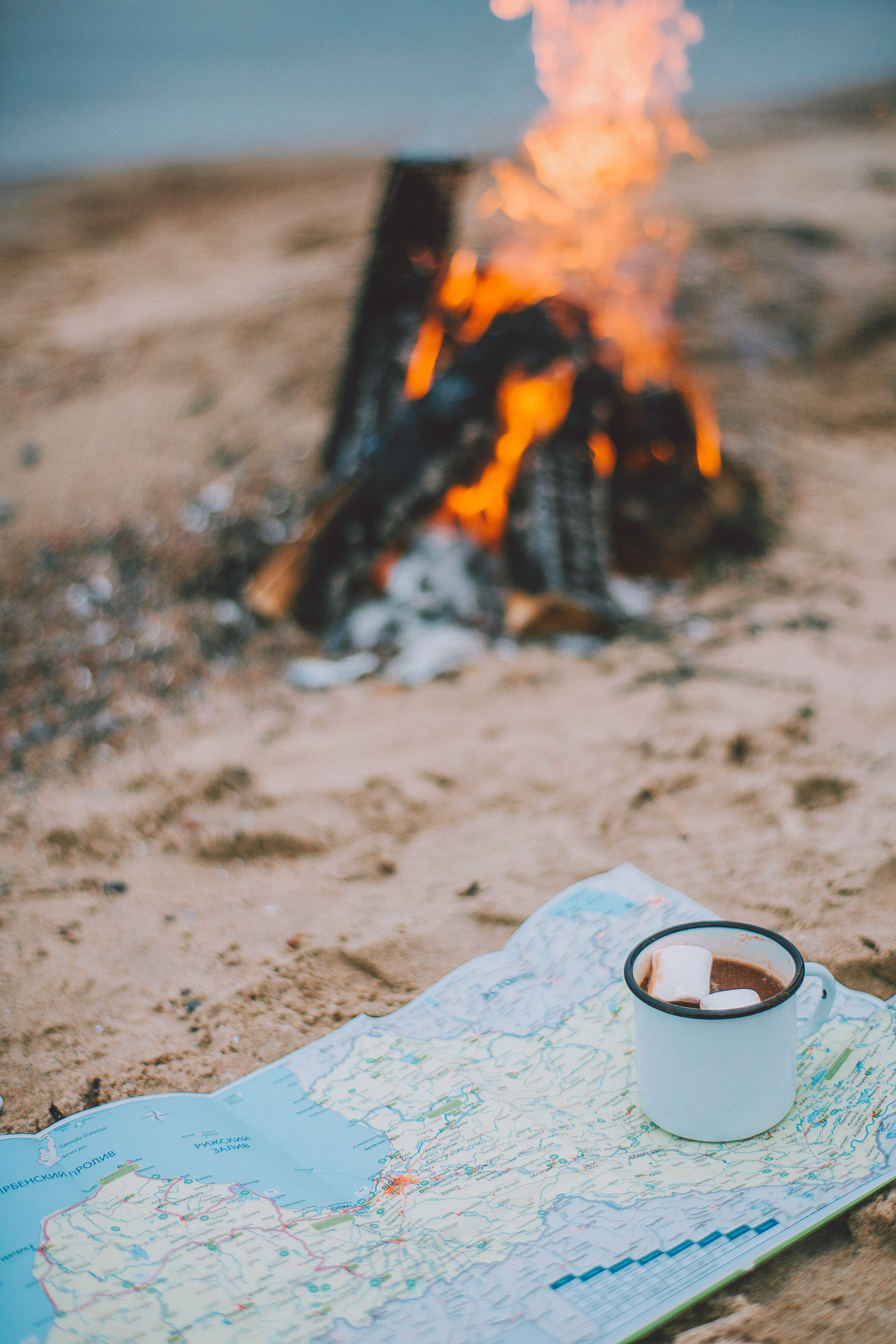day, close-up, clothing, hiking, coziness, outdoors, hike, wanderlust, map, fire - natural phenomenon, firelog, no people, marshmellow, fire, coffee, near, Phone HD Wallpaper