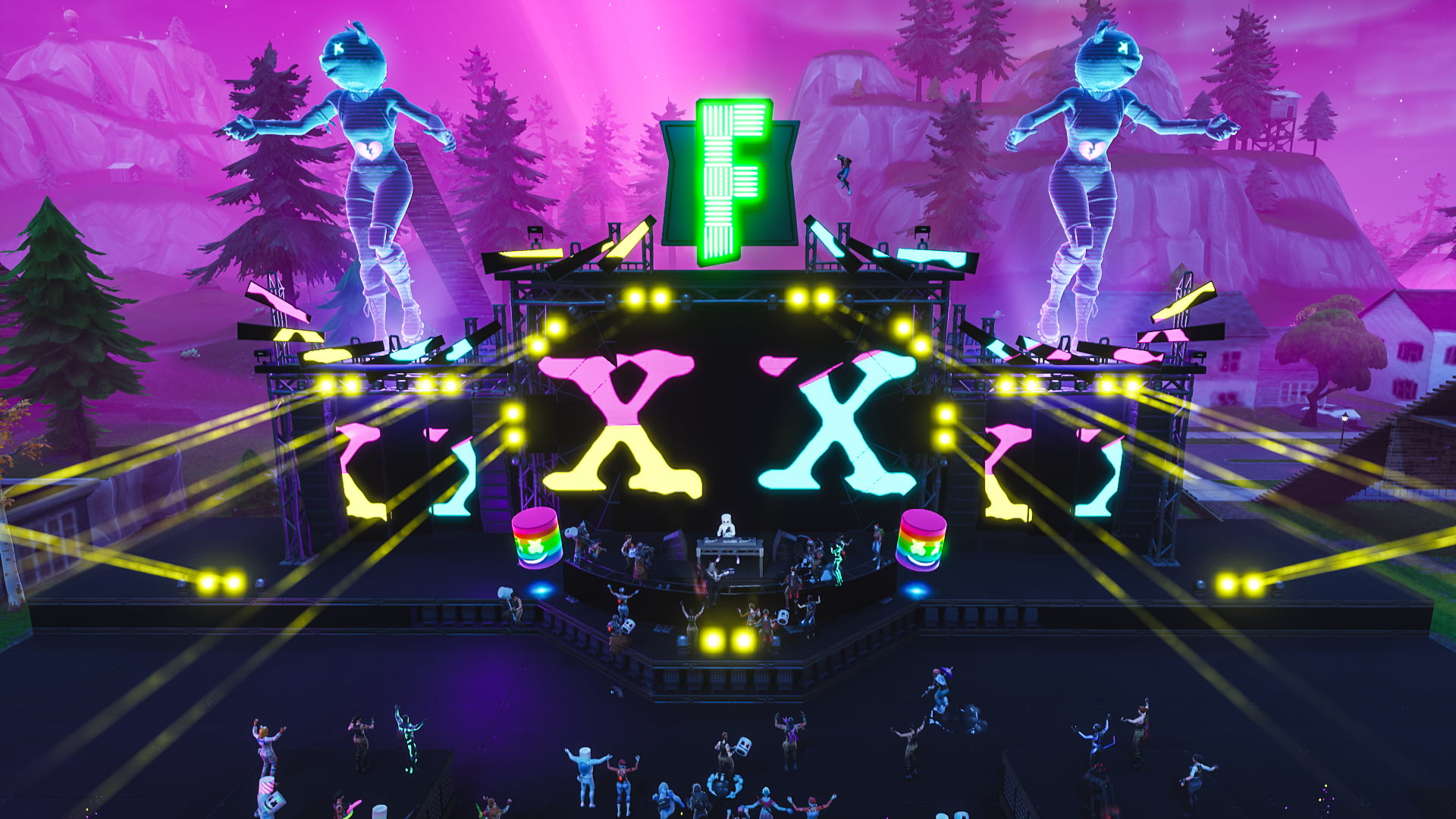Marshmello, digital art, Video Game Art, PC gaming, 1080P, lights, Fortnite, HD Wallpaper