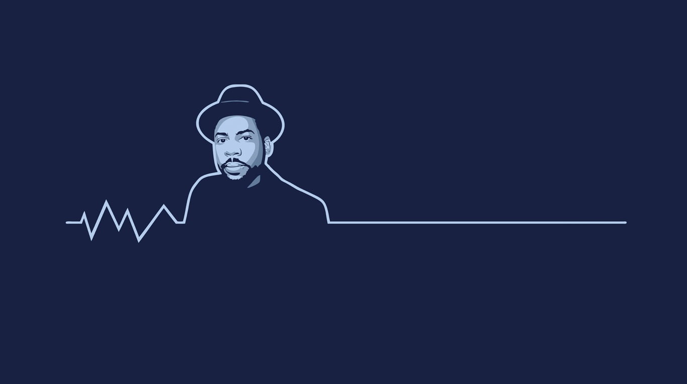 illustration, art and craft, blue, adult, child, one person, drawing - art product, 720P, record producer, black background, sky, jason, mizell, american, HD Wallpaper