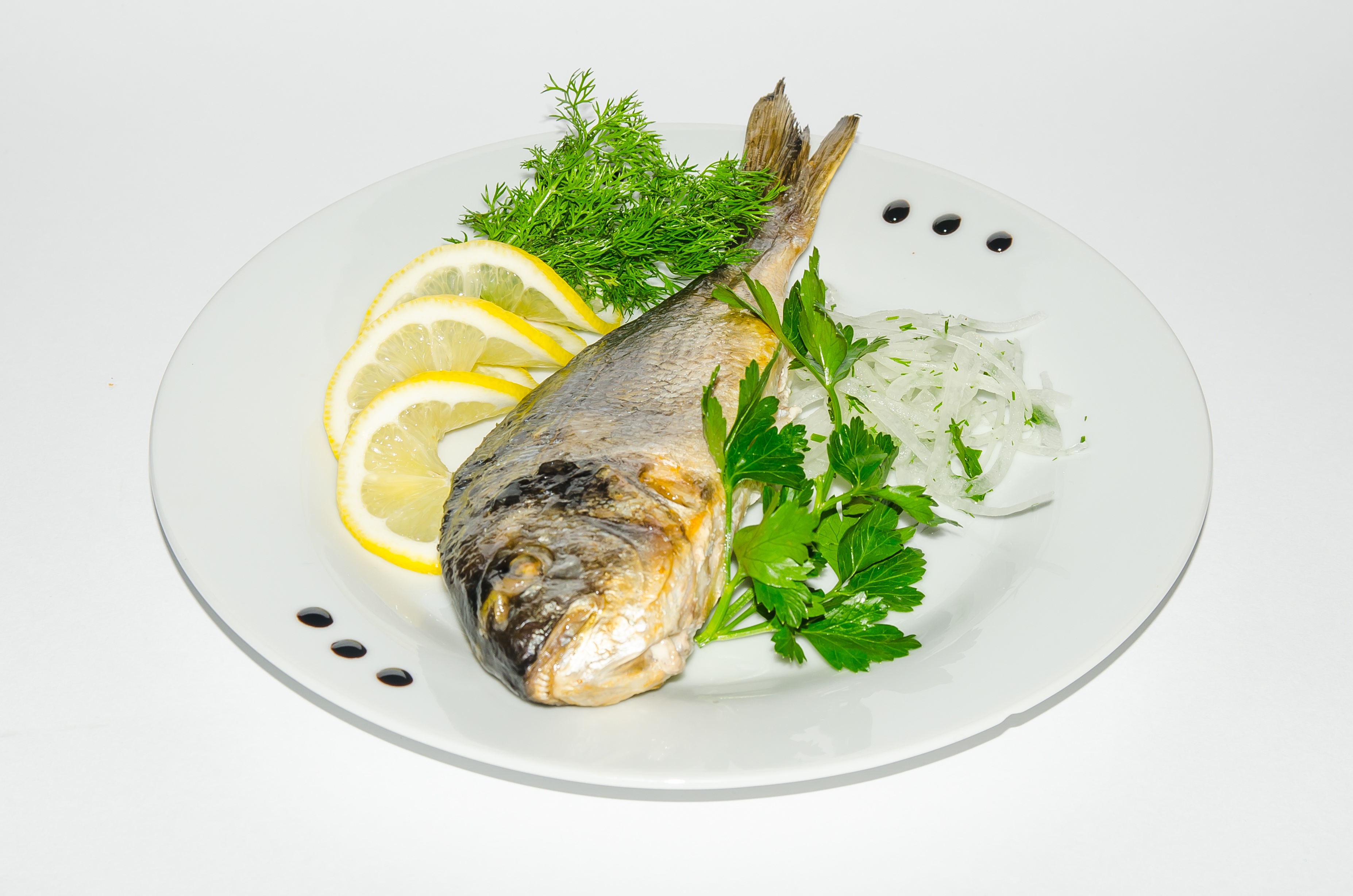 food and drink, food, plate, herb, cooked, indoors, fruits, meal, coals, meat, prepared Fish, lemon, wellbeing, no people, gourmet, studio shot, on the nature, HD Wallpaper
