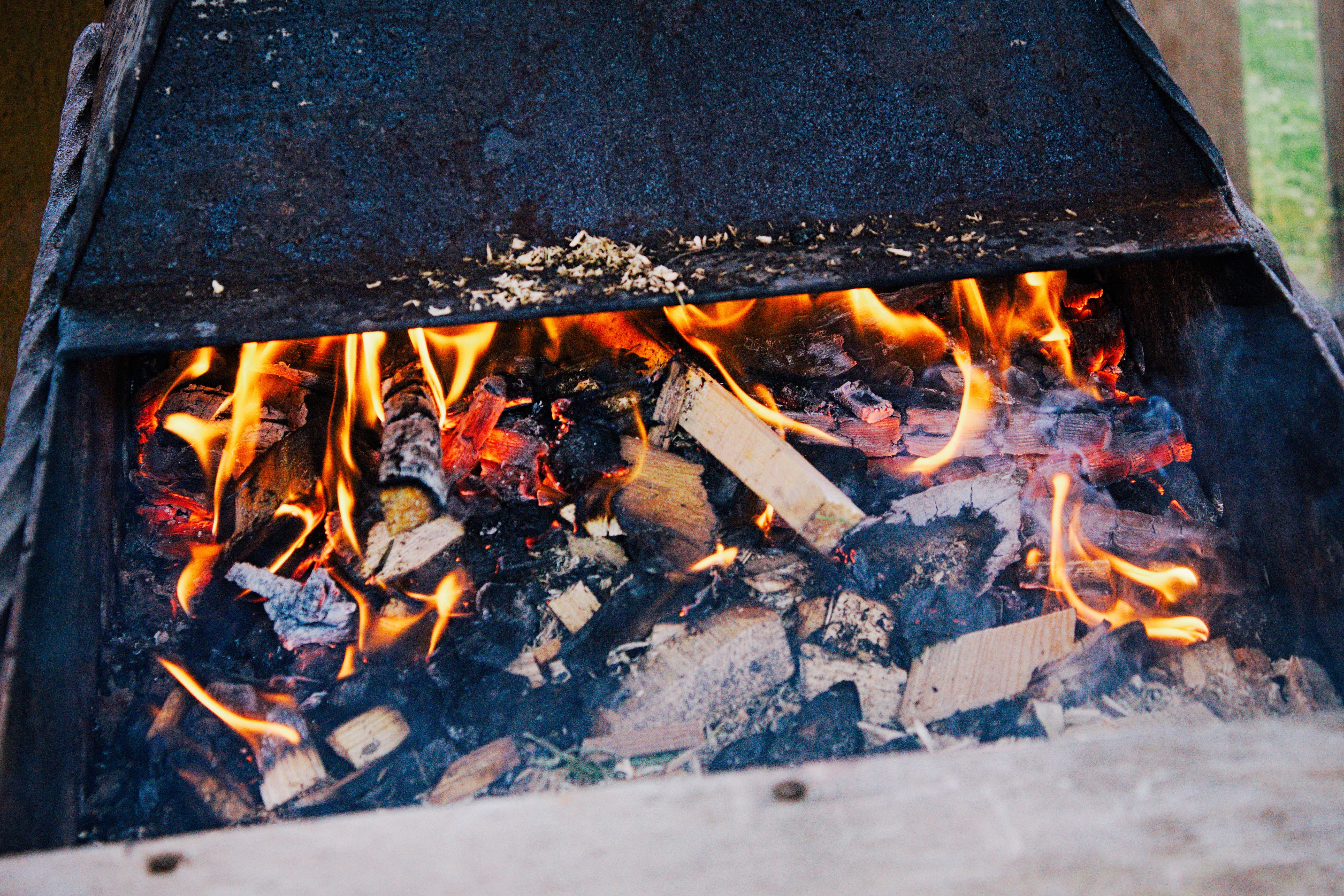 mangal, flame, summer, bonfire, close-up, fever, glowing, heat - temperature, log, 5K, firewood, coal, fire, food, fire - natural phenomenon, motion, vacation, HD Wallpaper