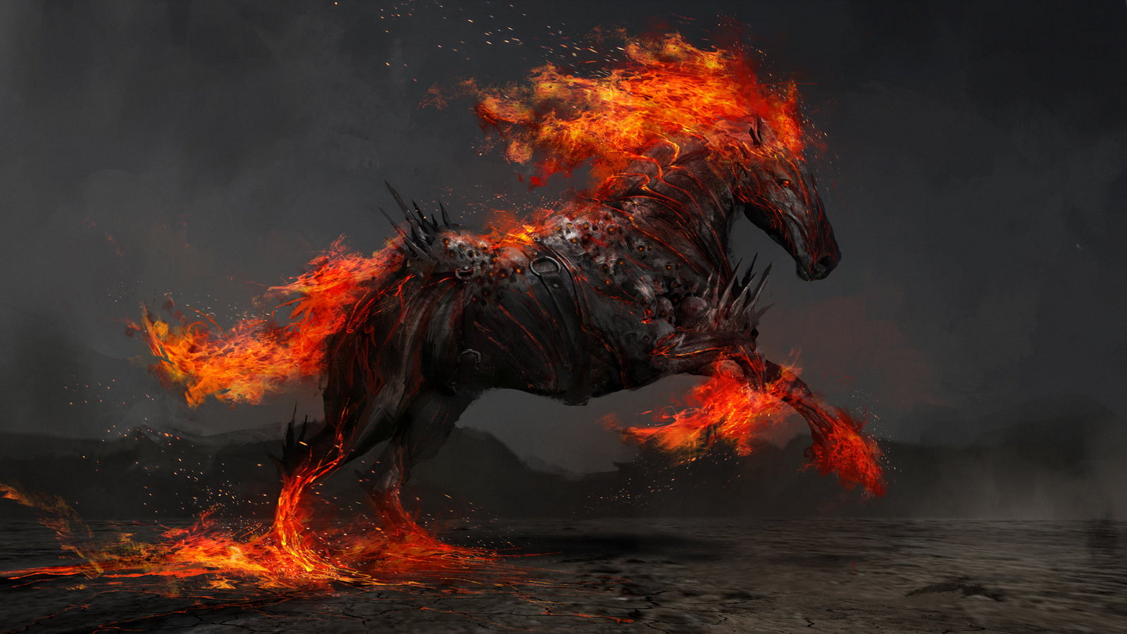 720P, Fire, Horse, Fantasy Animals, HD Wallpaper