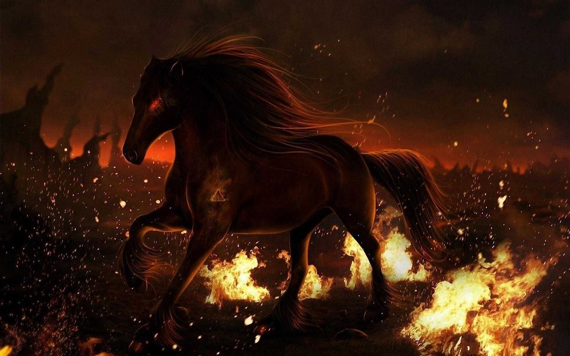 no people, fantasy art, livestock, burning, vertebrate, animal wildlife, side view, nature, animal, outdoors, horse, motion, one animal, pets, fire, domestic animals, HD Wallpaper