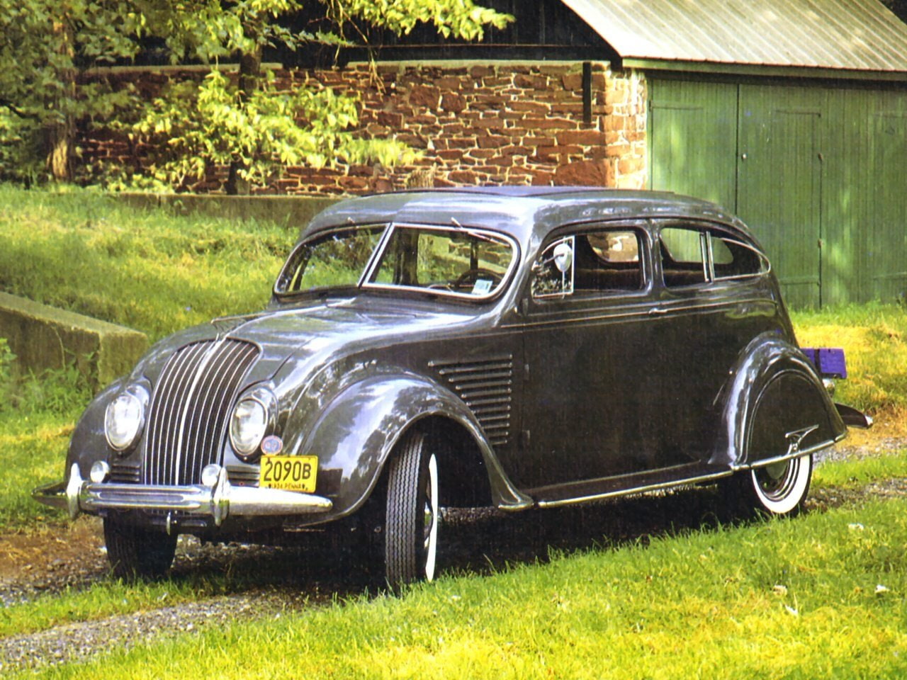 Vehicles, vintage, day, vintage car, obsolete, abandoned, Desoto, land vehicle, field, 1934 Desoto Airflow, land, grass, transportation, architecture, 720P, HD Wallpaper