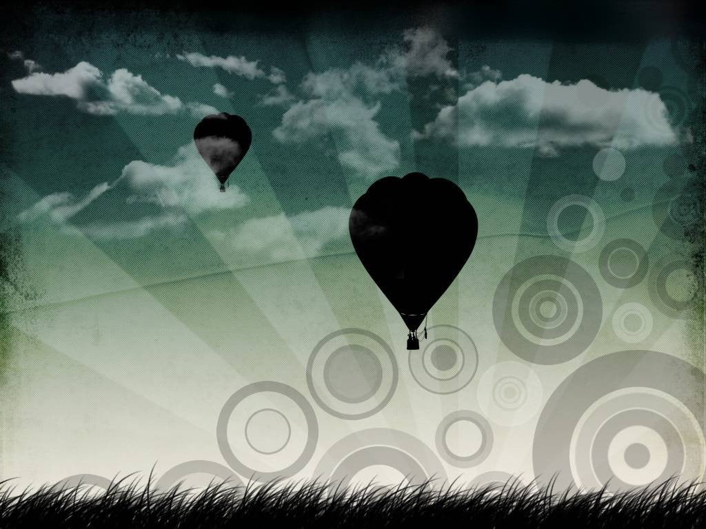 digital art, field, mid-air, circle, area, hot air balloons, day, digital composite, plant, sky, outdoors, transparent, cloud - sky, rug, nature, flying, HD Wallpaper