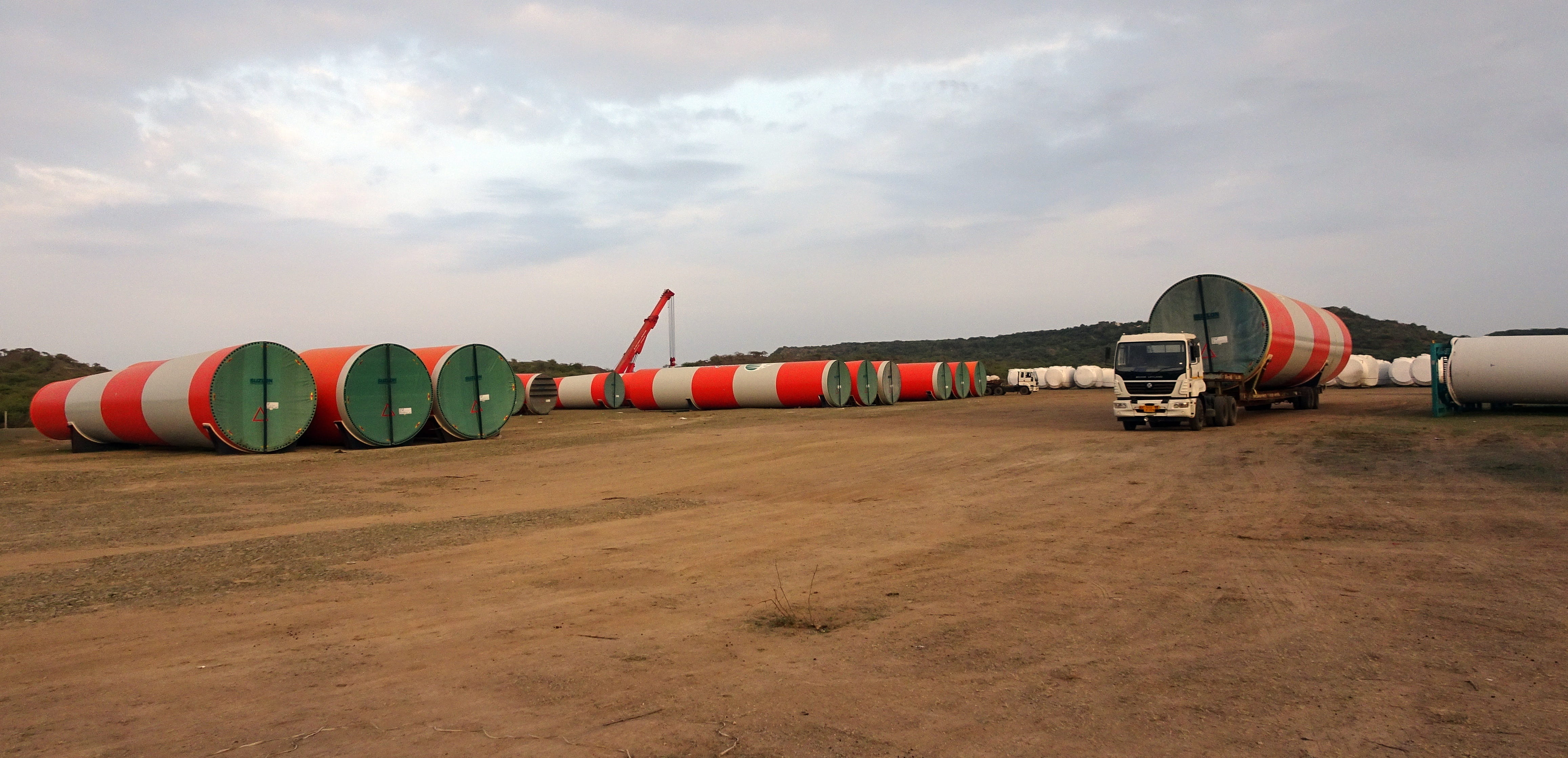 rolling stock, no people, nature, business, gujarat, fuel and power generation, wind mill, pipe - tube, windmill, container, india, storage tank, sustainability, HD Wallpaper