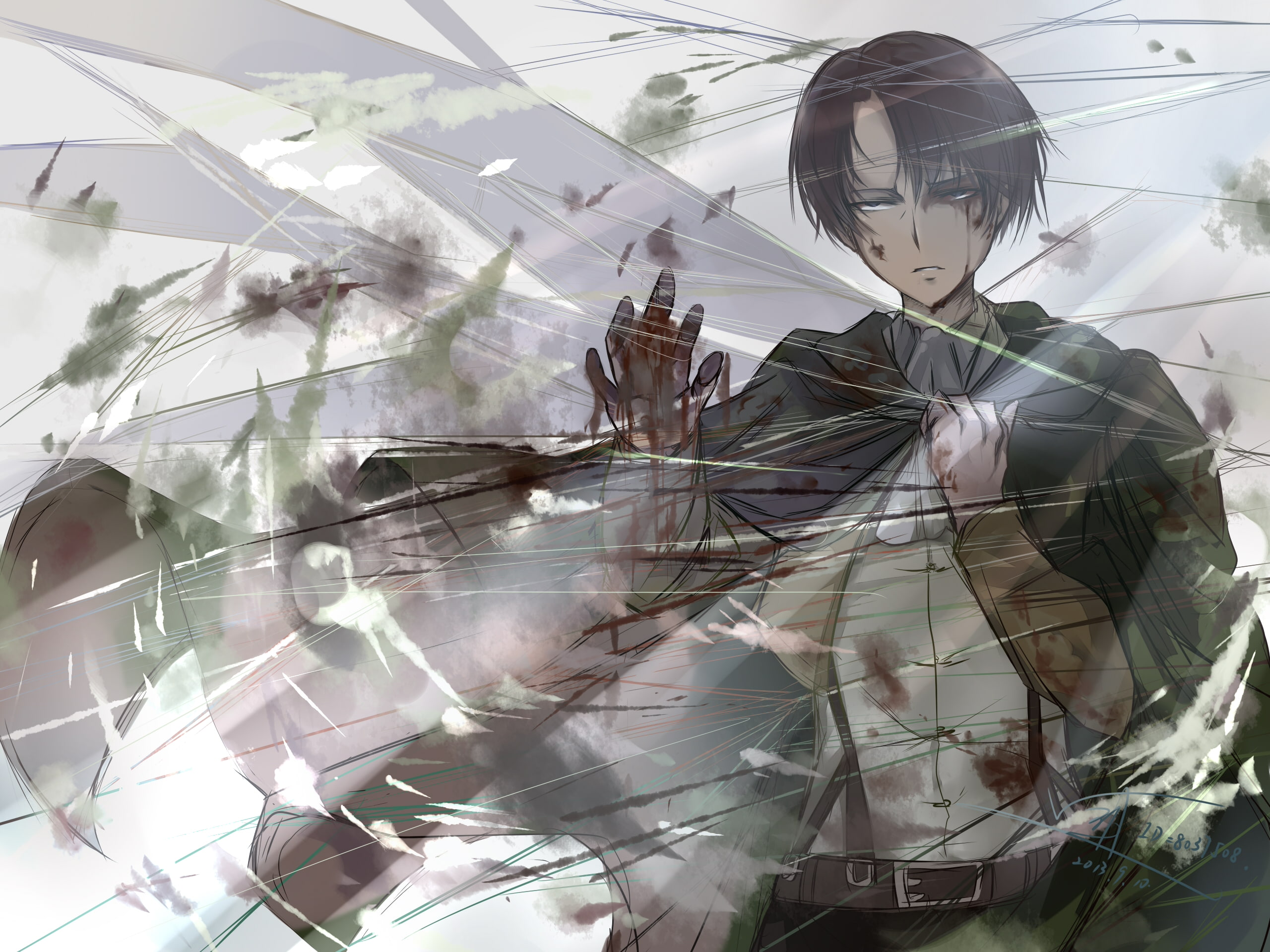 shingeki, blood, kyojin, uniform, rivaille, 2K, HD Wallpaper