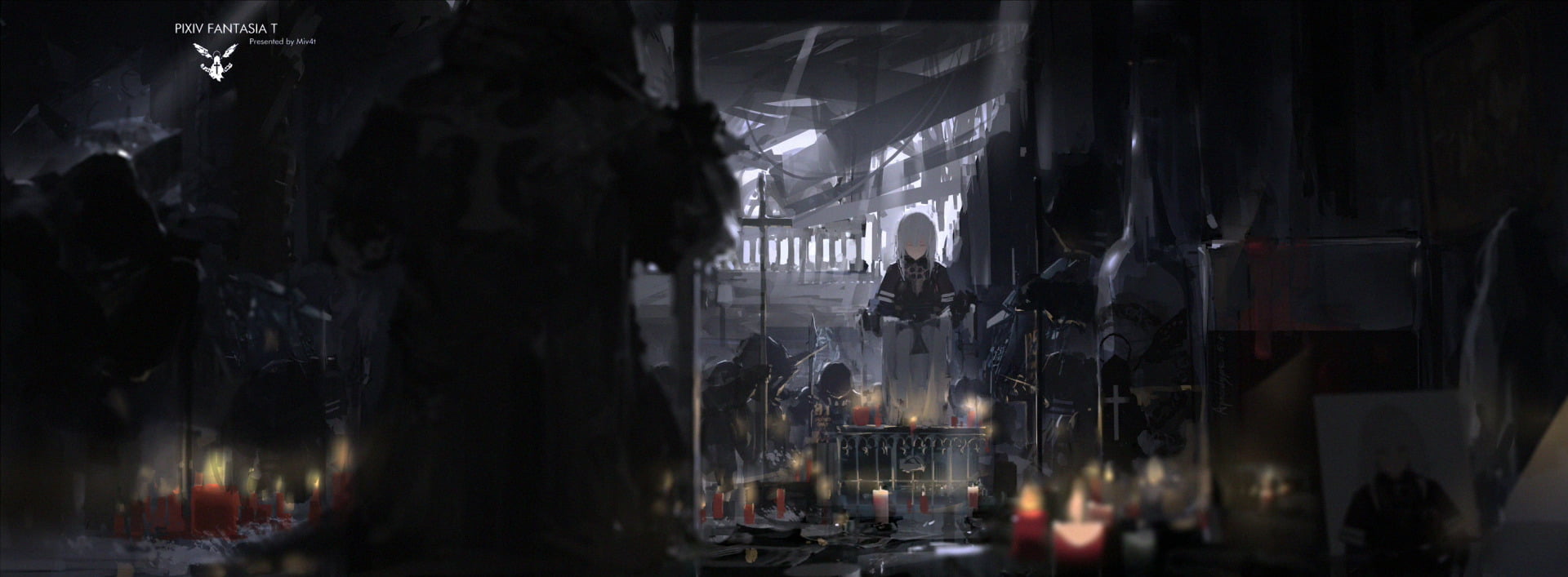 Pixiv Fantasia T, 1080P, Anime, Original, Candle, illuminated, close-up, business, Long Hair, machinery, city, industry, lighting equipment, metal, smoke - physical structure, HD Wallpaper