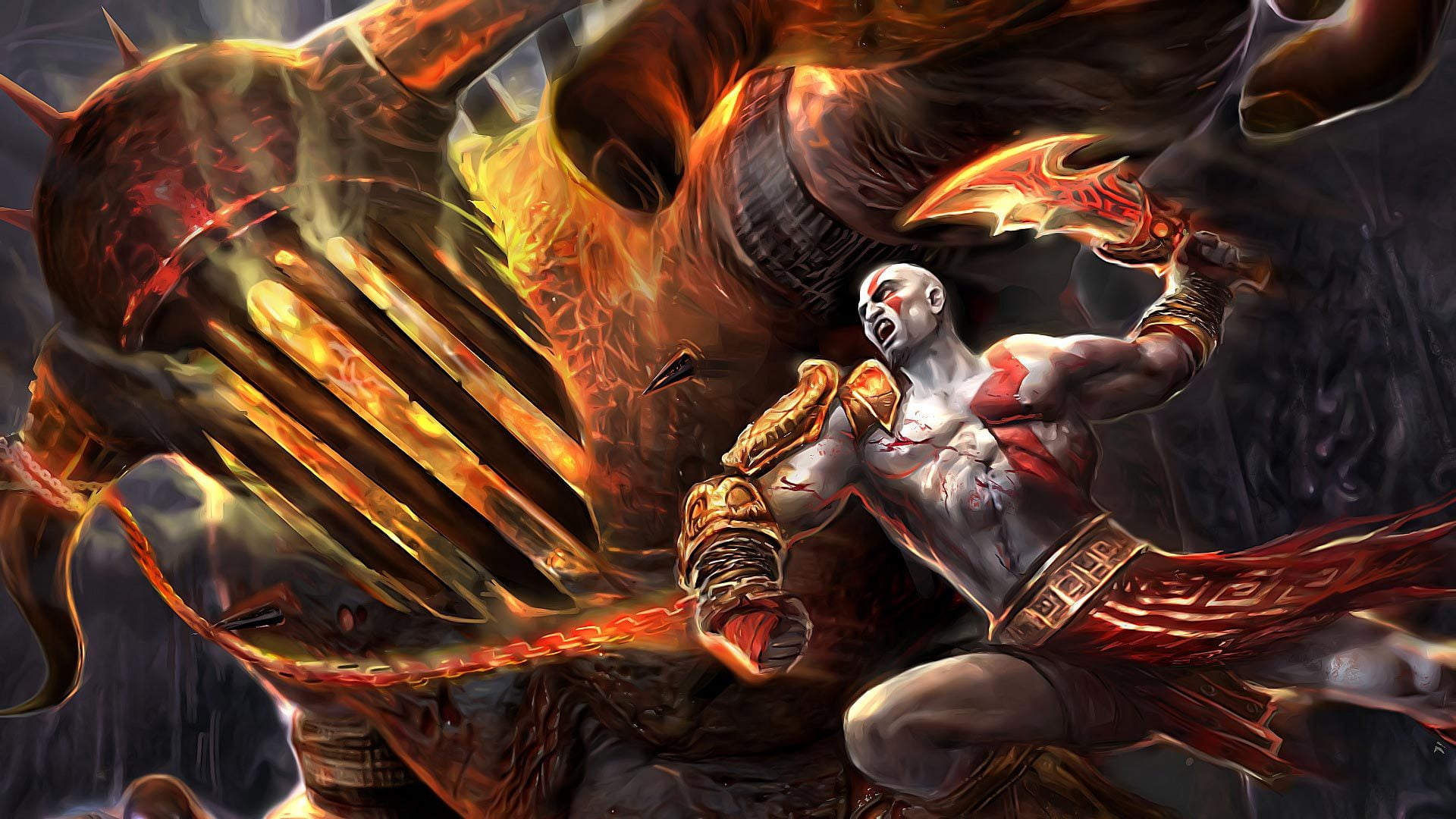 1080P, fire, imagination, demon - fictional character, heat - Temperature, close-up, performance, motion, ideas, men, kratos, abstract, futuristic, war, HD Wallpaper