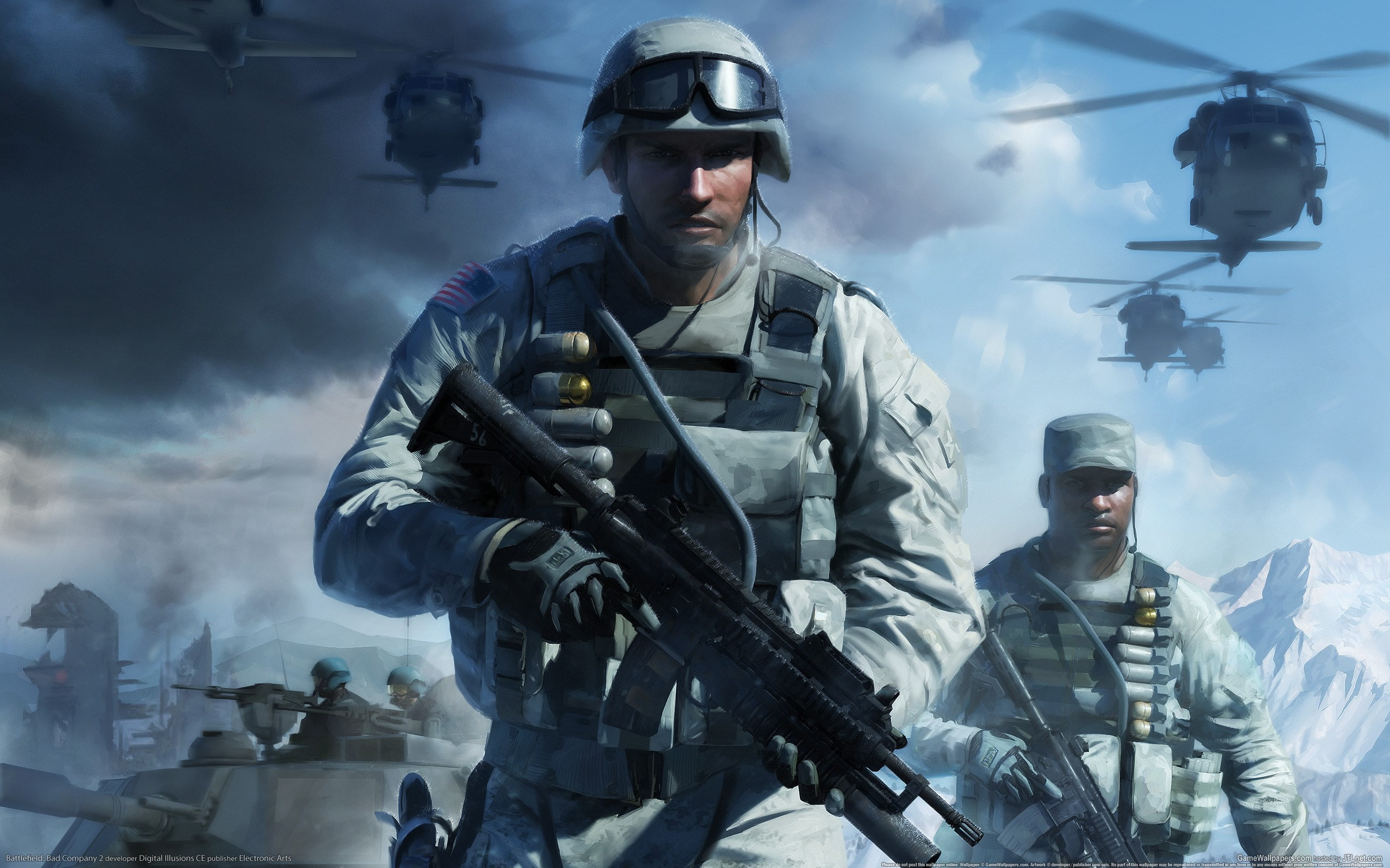 uniform, gun, portrait, government, 2K, waist up, front view, aggression, occupation, battlefield bad company 2, standing, risk, low angle view, communication, HD Wallpaper