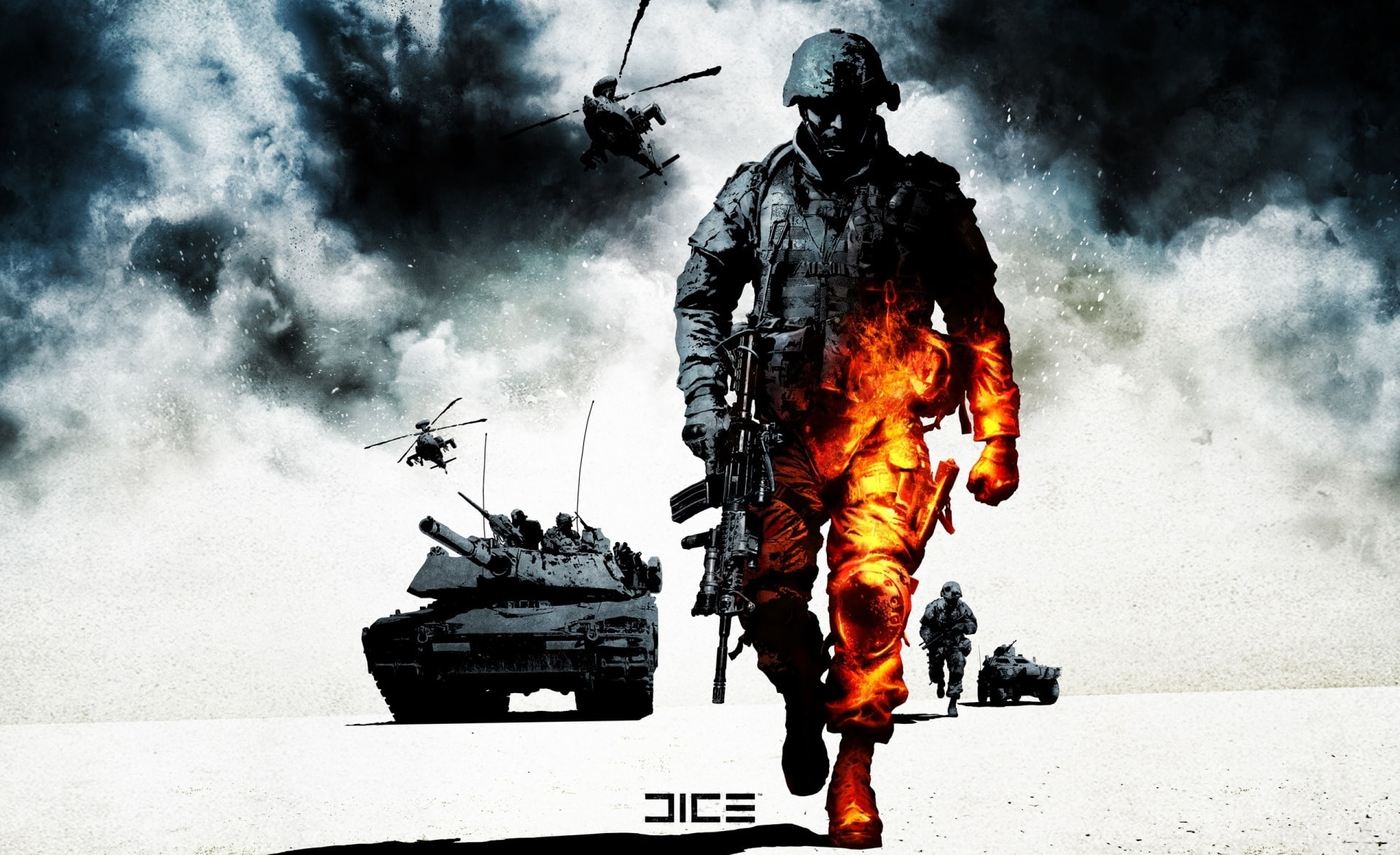 weapon, transportation, fighting, Company, bad, gun, people, government, bc2, mode of transportation, game, battlefield bad company 2, army, nature, day, HD Wallpaper