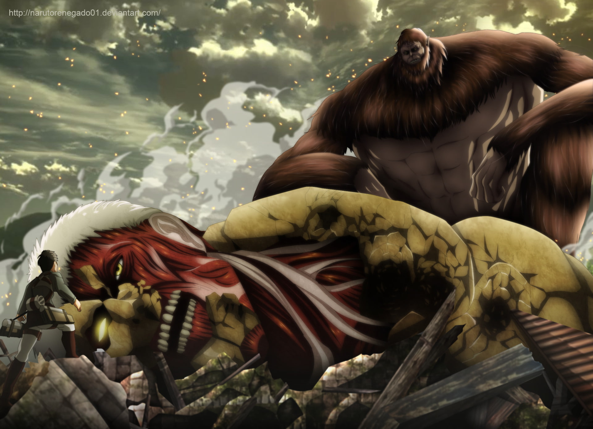Anime, food and drink, Attack On Titan, sunlight, one animal, domestic animals, 1080P, vertebrate, women, mammal, outdoors, day, food, herbivorous, animal wildlife, HD Wallpaper
