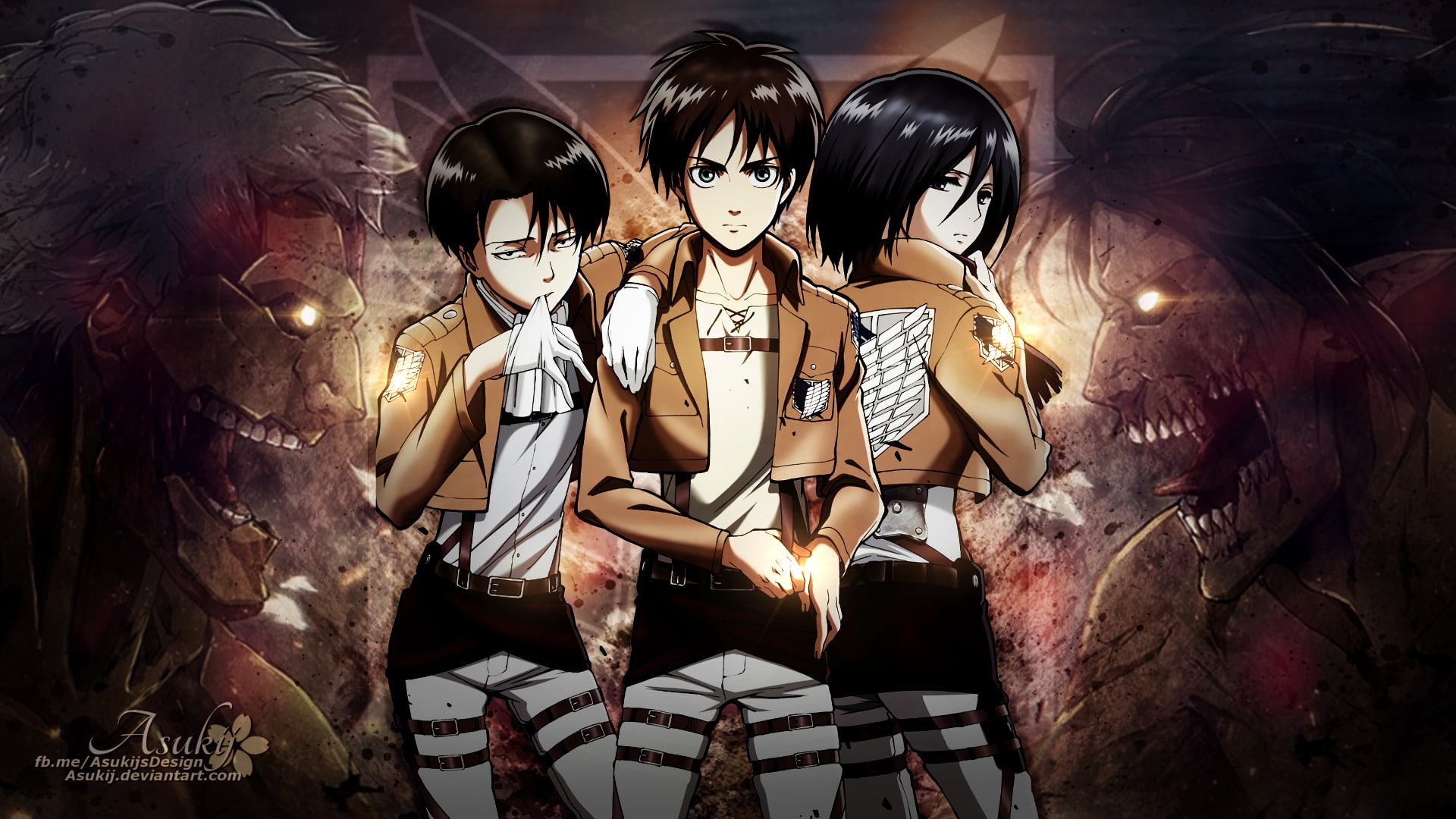Anime, Levi Ackerman, Eren Yeager, Attack On Titan, Mikasa Ackerman, 1080P, HD Wallpaper