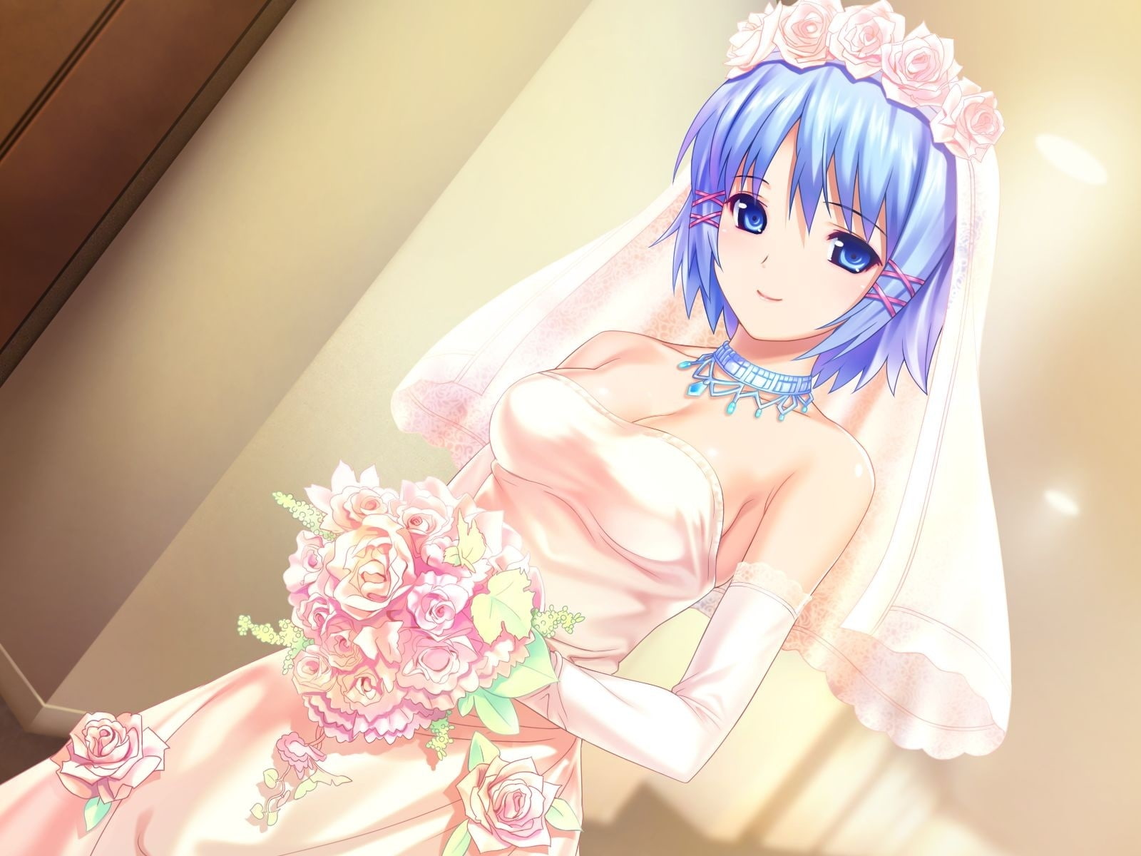 dresses, game, anime, Tropical Kiss, tropical, koutaro, kiss, wedding, d, hd, art, game cg, cg, 720P, girls, rikka, abstract, HD Wallpaper