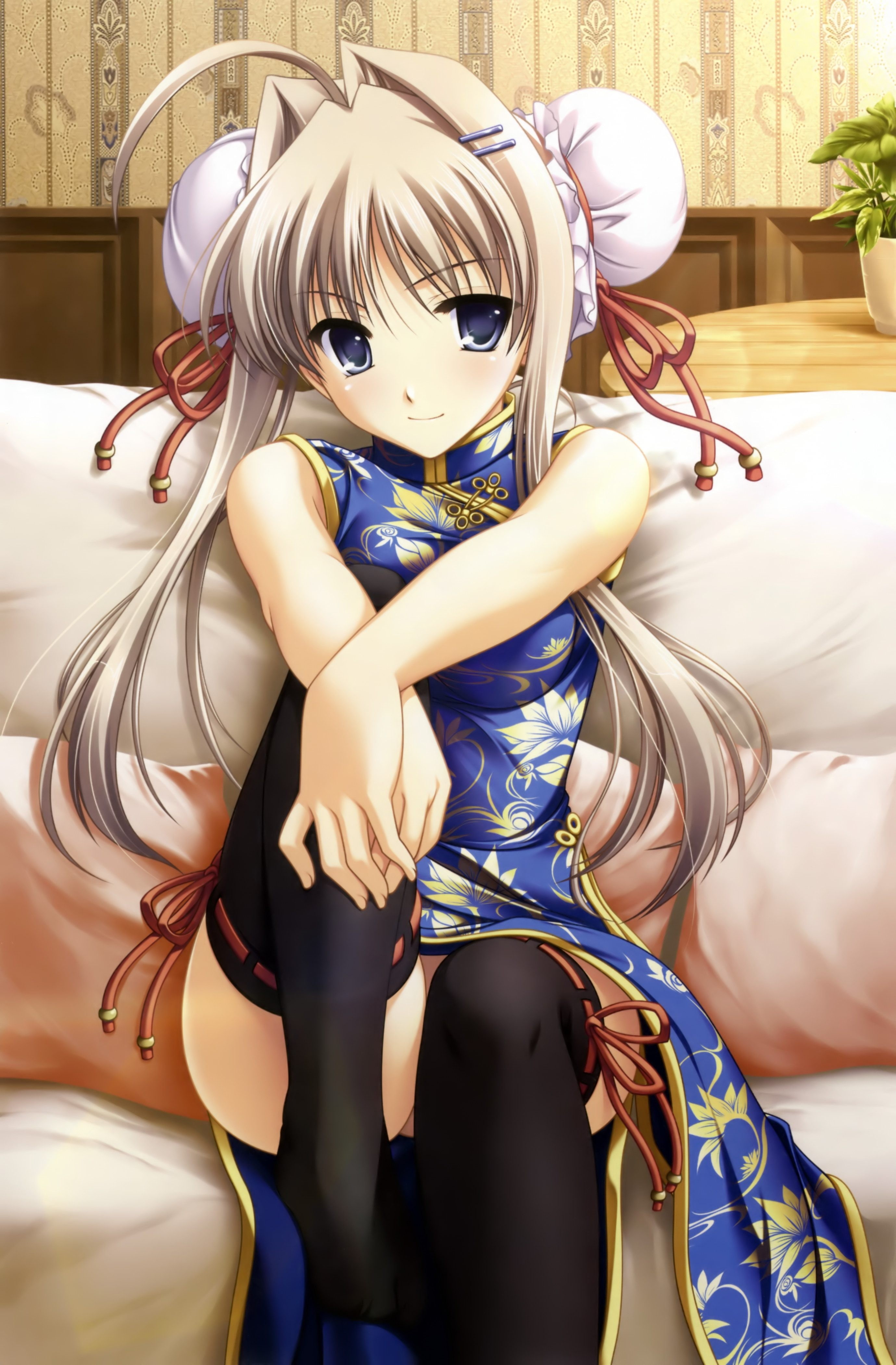 4K, anime, hair, note, abstract, art, concerto, blue, x, girls, blondes, cg, white, d, Dress, hd, game, eyes, Phone HD Wallpaper