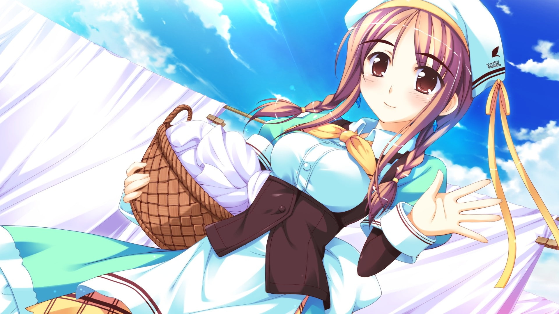 shukufuku, hd, campanella, game cg, game, 1080P, anime, Anime Girls, d, brown, art, girls, abstract, Nina, cg, shukufuku no campanella, HD Wallpaper