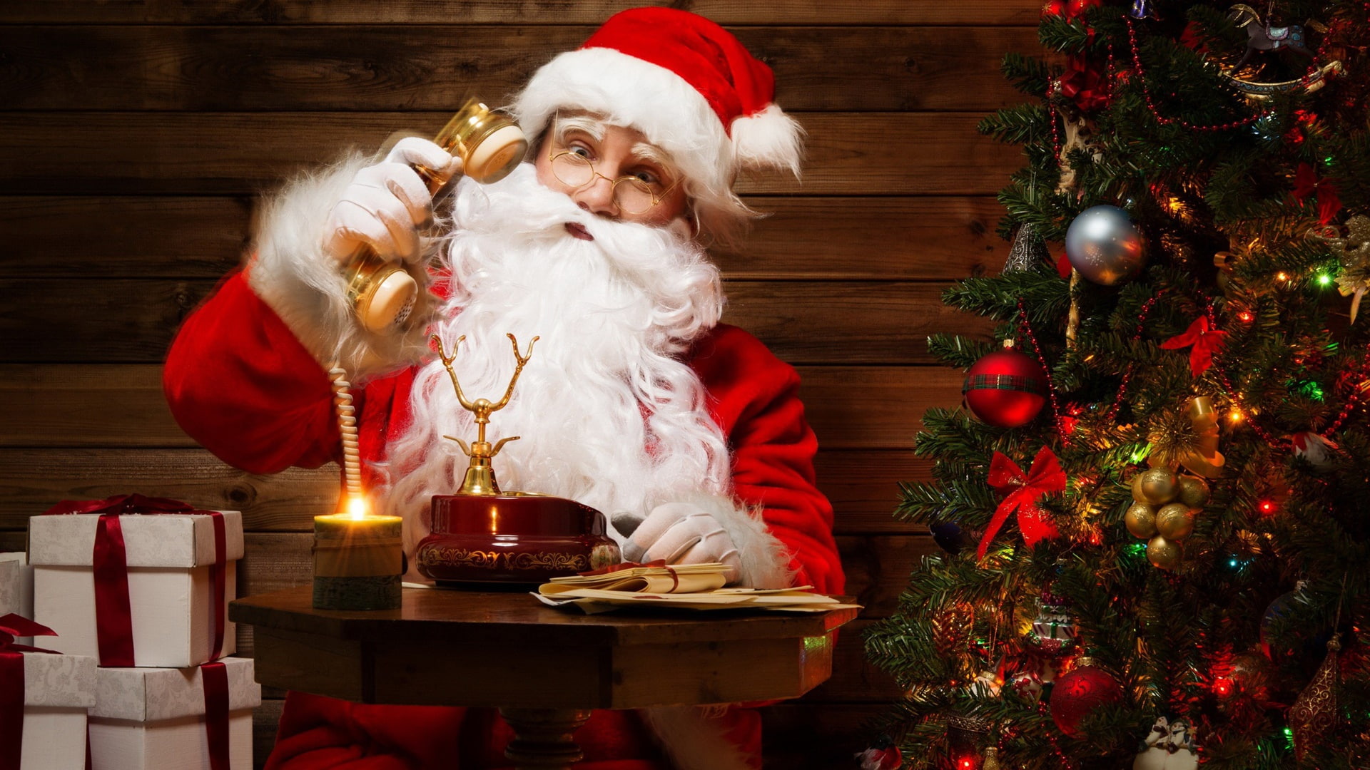 santa claus, phone, 1080P, christmas, HD Wallpaper
