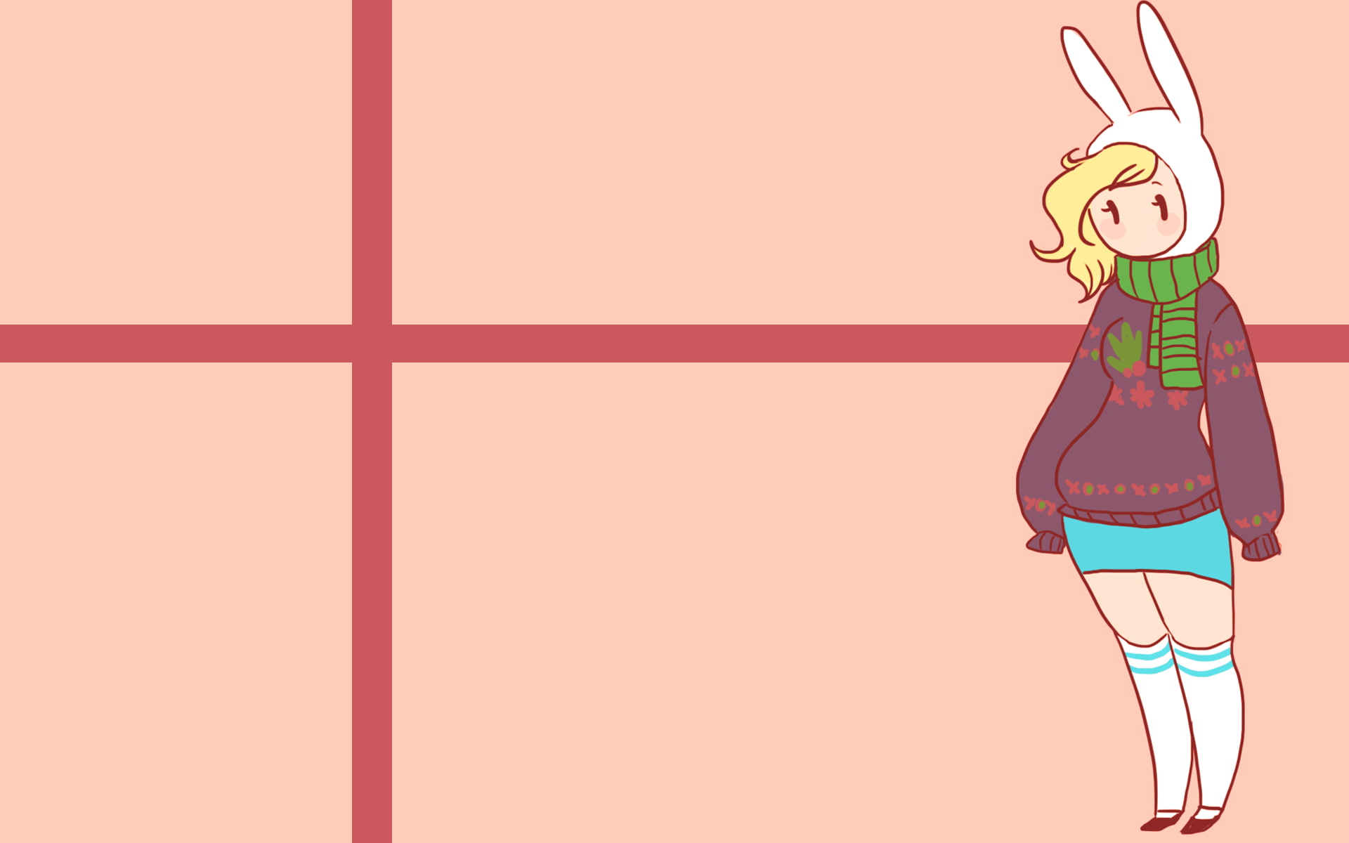 Fionna the Human, sweater, anime girls, bunny ears, Christmas, 1080P, anime, Adventure Time, HD Wallpaper