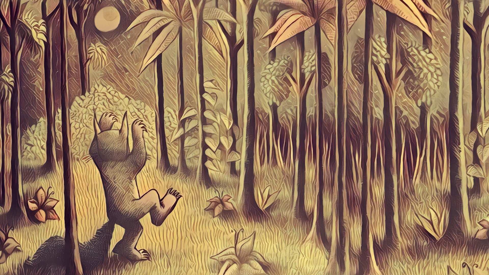 nature, no people, forest, creativity, 1080P, brown, day, pattern, wall - building feature, craft, male likeness, art and craft, framed, religion, female likeness, HD Wallpaper