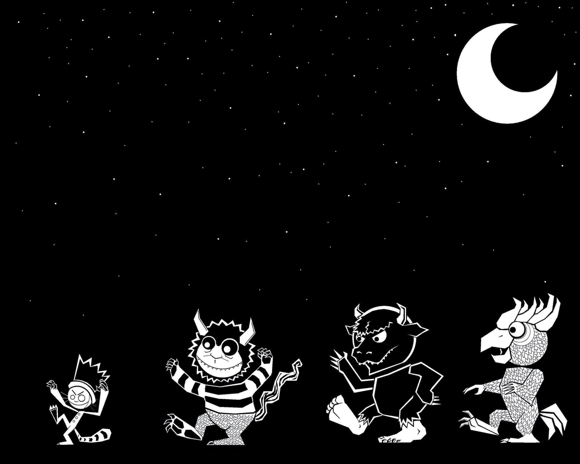 illuminated, representation, lighting equipment, creativity, sky, no people, 1080P, art and craft, human representation, Moon, dark, celebration, Where The Wild Things Are, HD Wallpaper