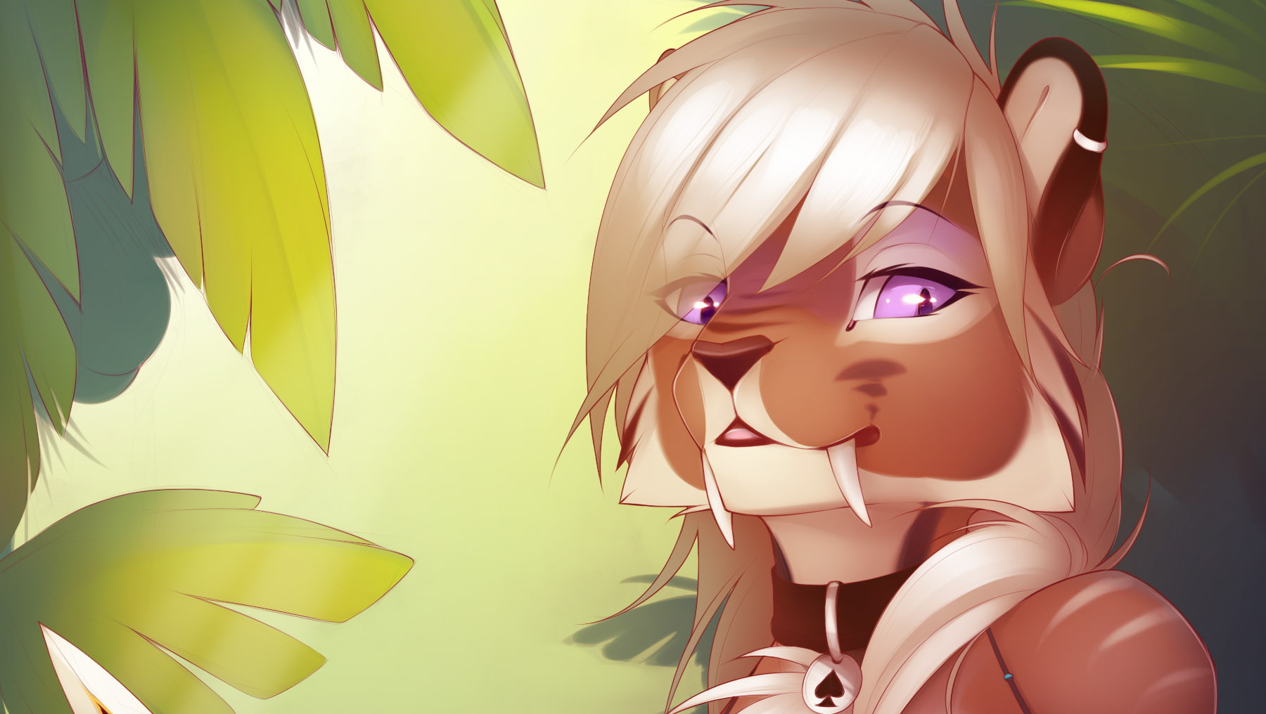representation, Furry, indoors, green color, 720P, one person, art and craft, Sabertooth, female likeness, real people, wall - building feature, purple, HD Wallpaper