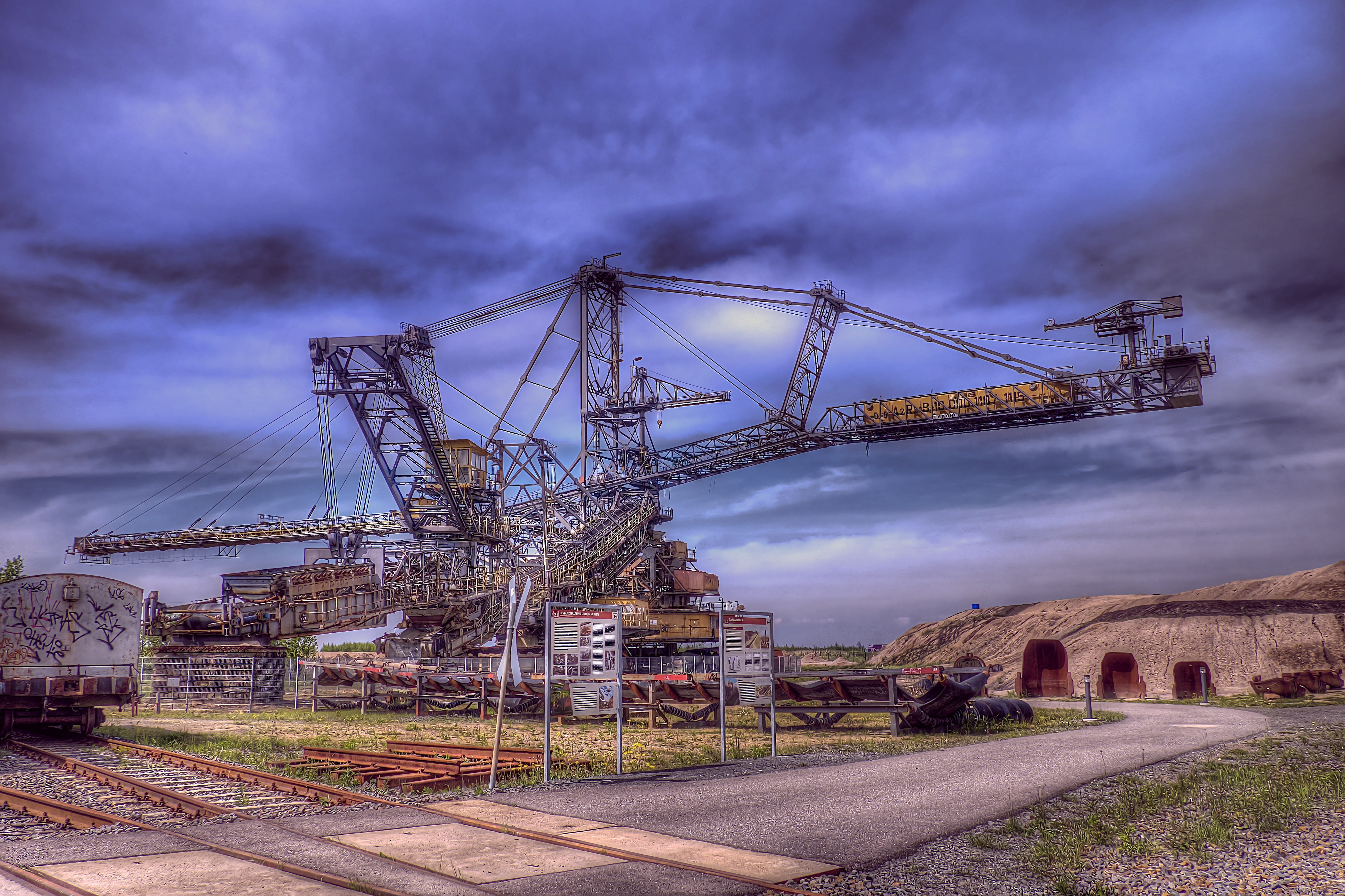 transportation, brown coal, outdoors, construction machinery, crane - construction machinery, mode of transportation, bucket wheel excavators, water, 4K, HD Wallpaper