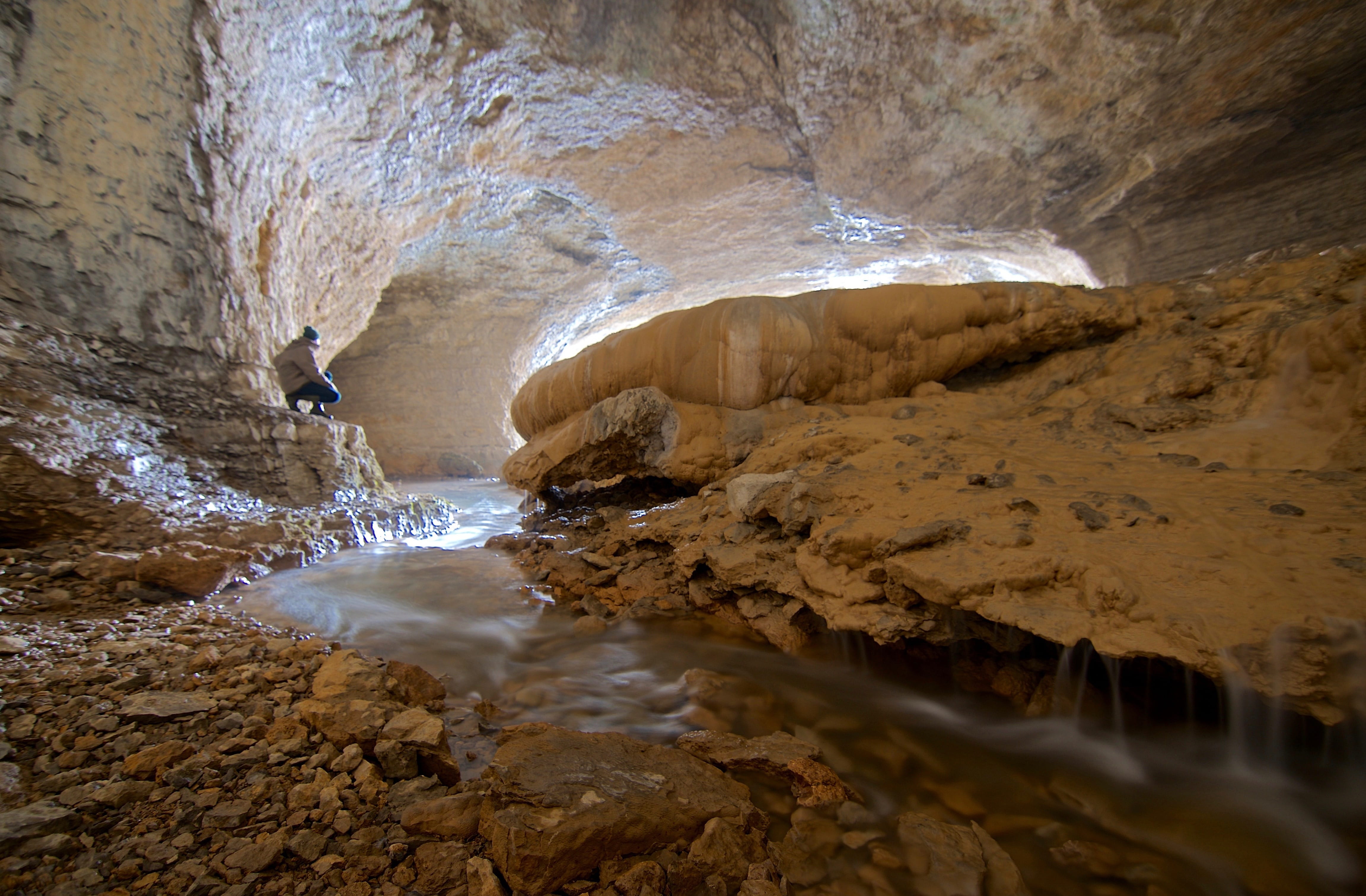 waterfall, beauty in nature, 4K, environment, cave, scenics - nature, rock formation, flowing, doubs, power in nature, nature, source, stream - flowing water, HD Wallpaper