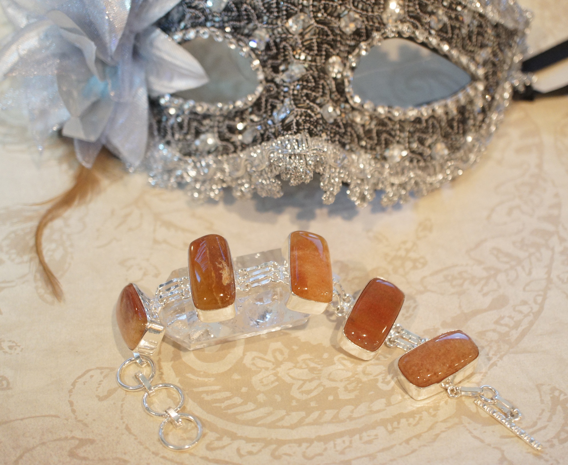 close-up, glower, no people, indoors, fashion, still life, mask, fabric, sterling, glass - material, silver, high angle view, orange, setting, white, gemstone, HD Wallpaper