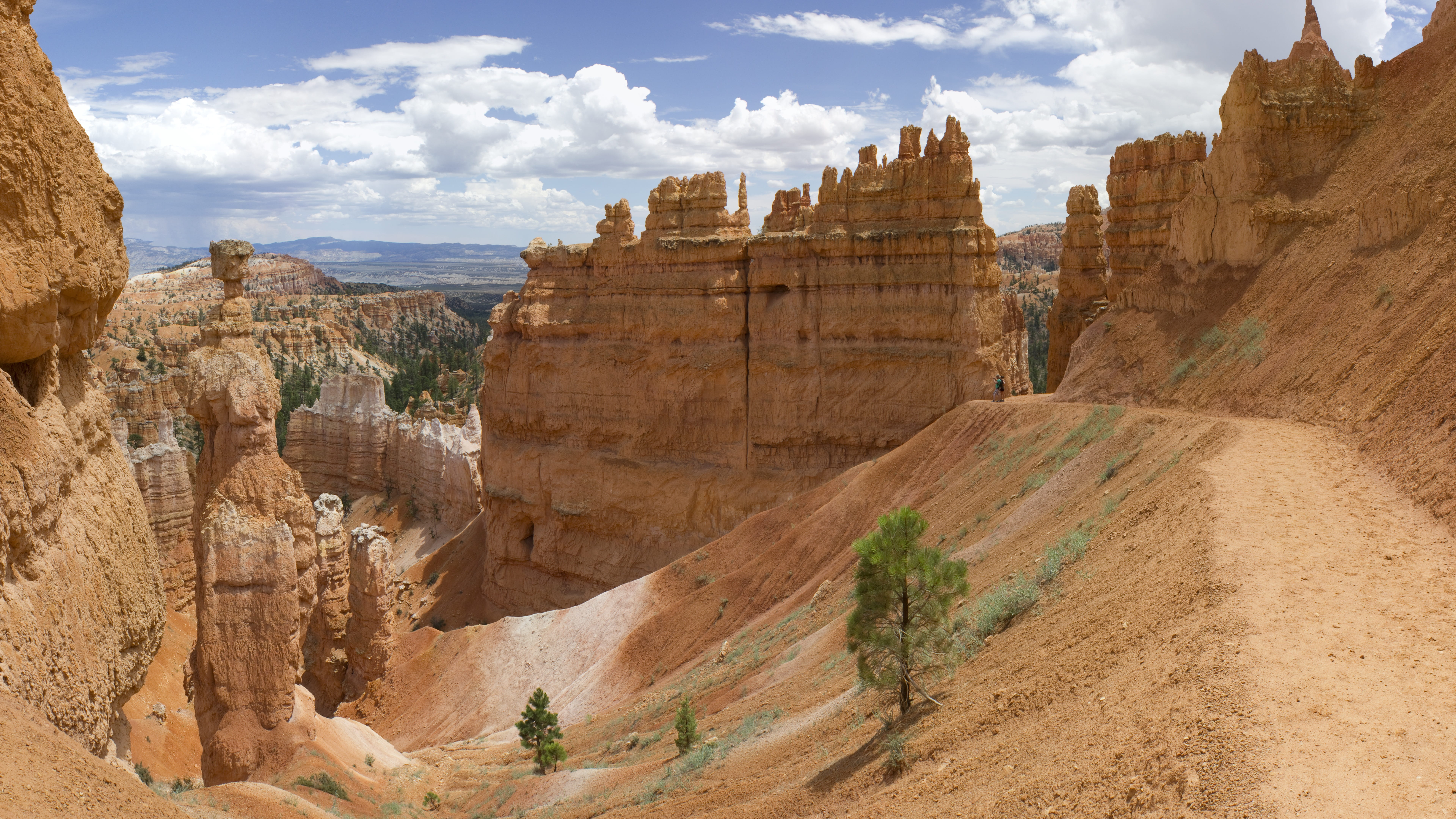 landscape, hoodoo, 8K, arid climate, hike, eroded, trail, no people, bryce canyon, beauty in nature, day, rock formation, nature, travel, rock, physical geography, HD Wallpaper