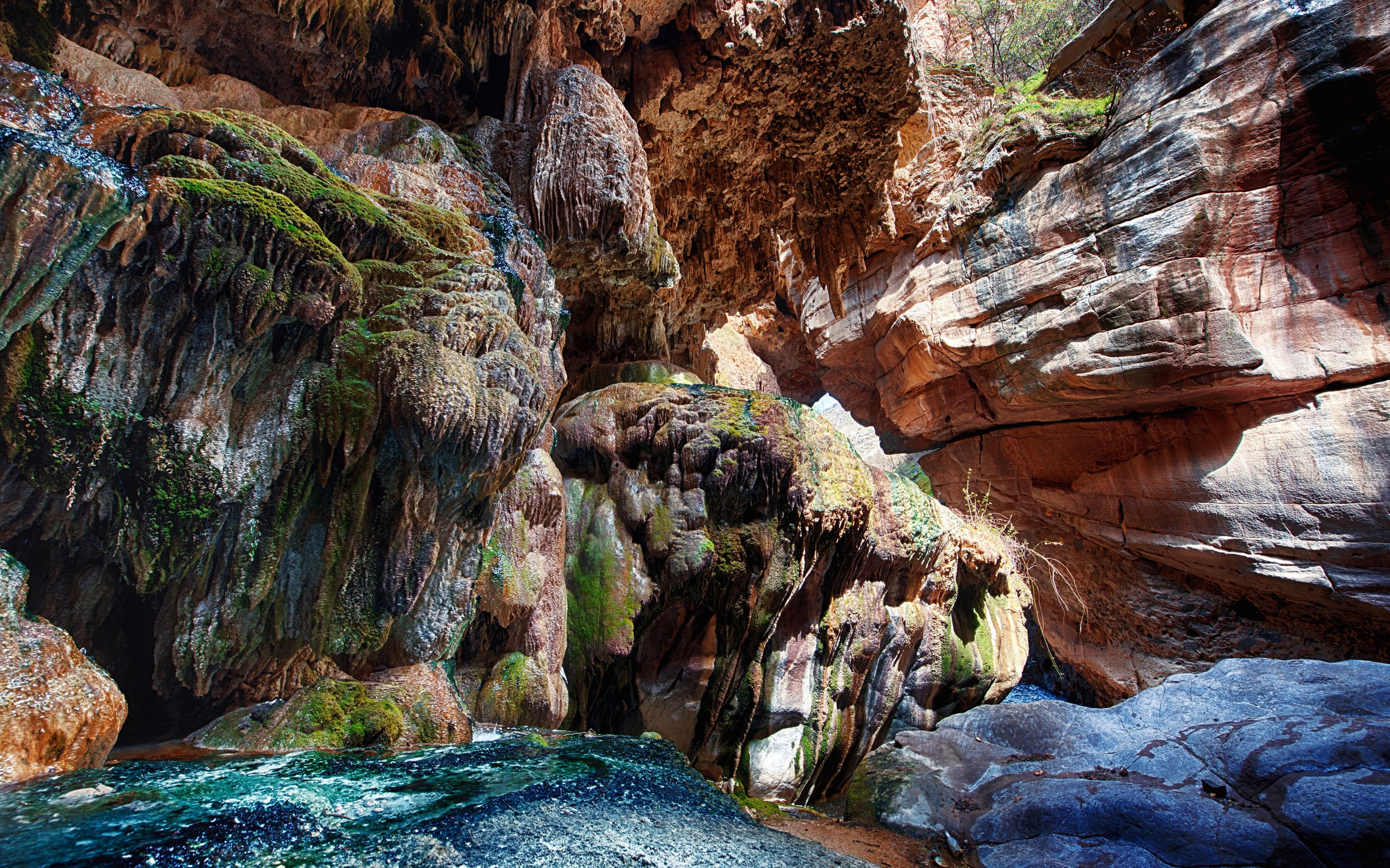 idyllic, karst, cave, outdoors, 4K, beauty in nature, non-urban scene, solid, rock formation, rock - object, travel, rock, no people, cavern, formation, HD Wallpaper