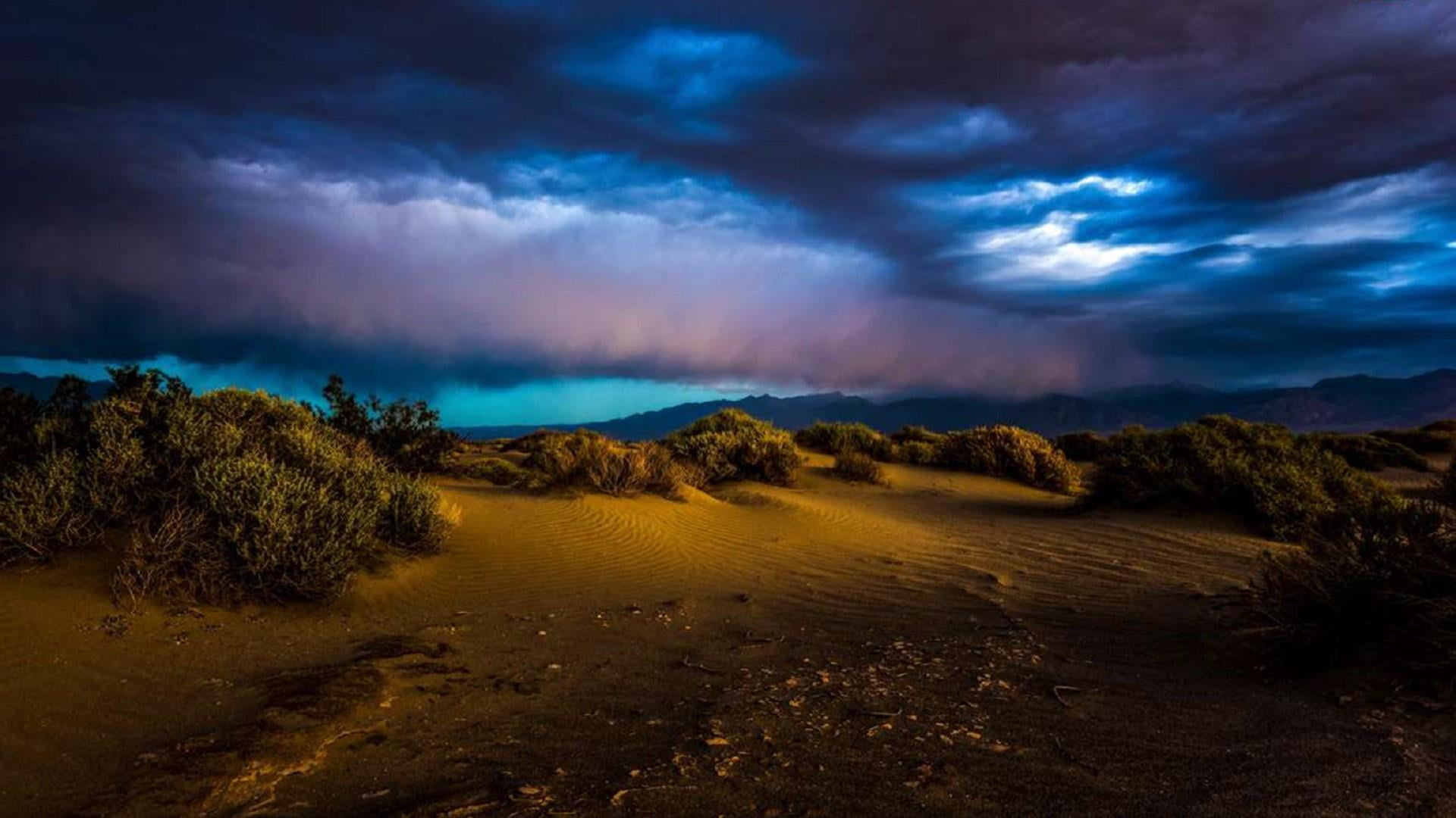 death valley national park, dune, cloudy, dramatic sky, ominous, stovepipe wells, national park, sand dune, storm, landscape, storm cloud, overcast, rain, HD Wallpaper