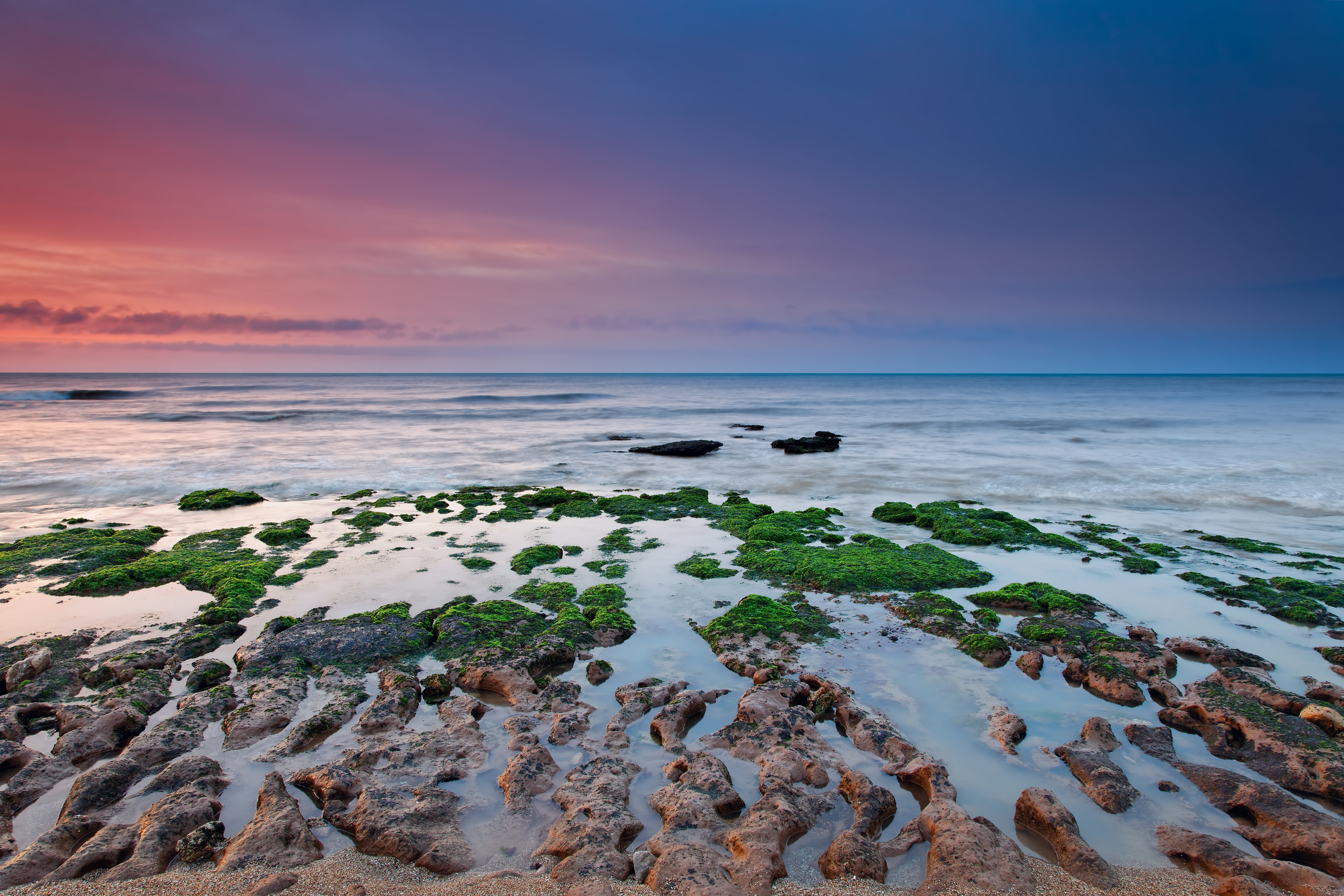 coastline, tranquility, horizon Over Water, no People, travel, reefs, water, idyllic, sky, scenics - nature, body, grass, algae, sun, travel Destinations, HD Wallpaper