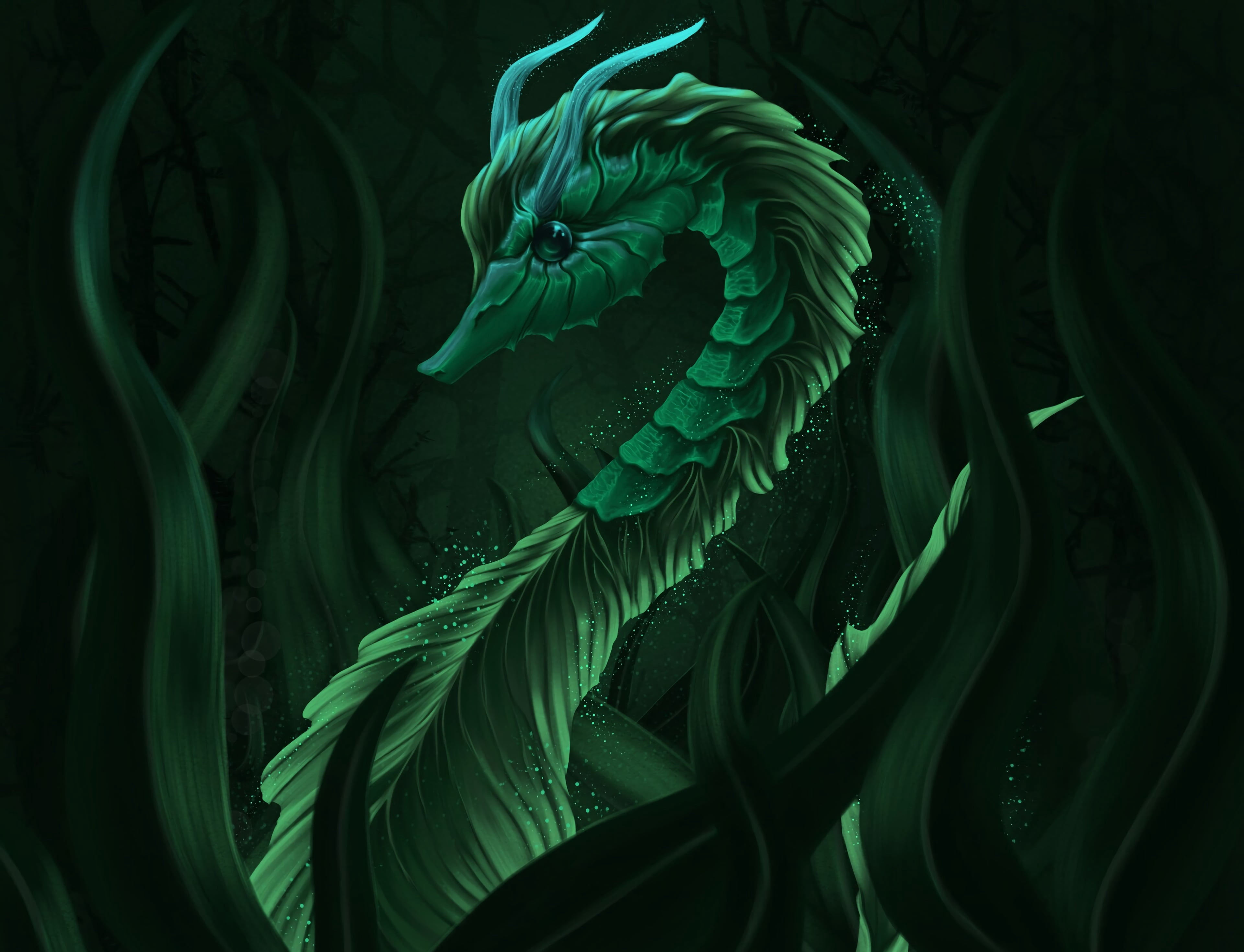 Fantasy Animals, 4K, Algae, Animal, Seahorse, HD Wallpaper