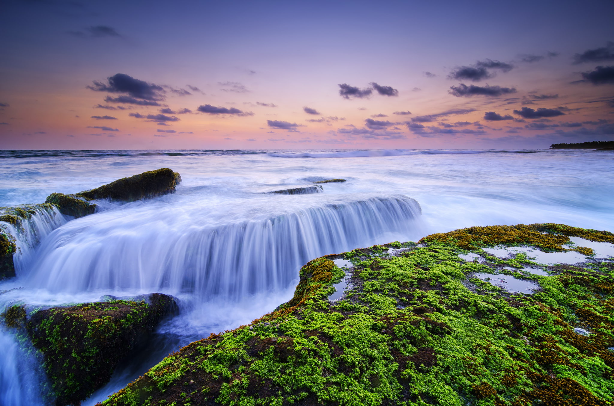 Bali, the ocean, Canggu, 1080P, algae, stones, Lima Beach, dawn, Indonesia, HD Wallpaper