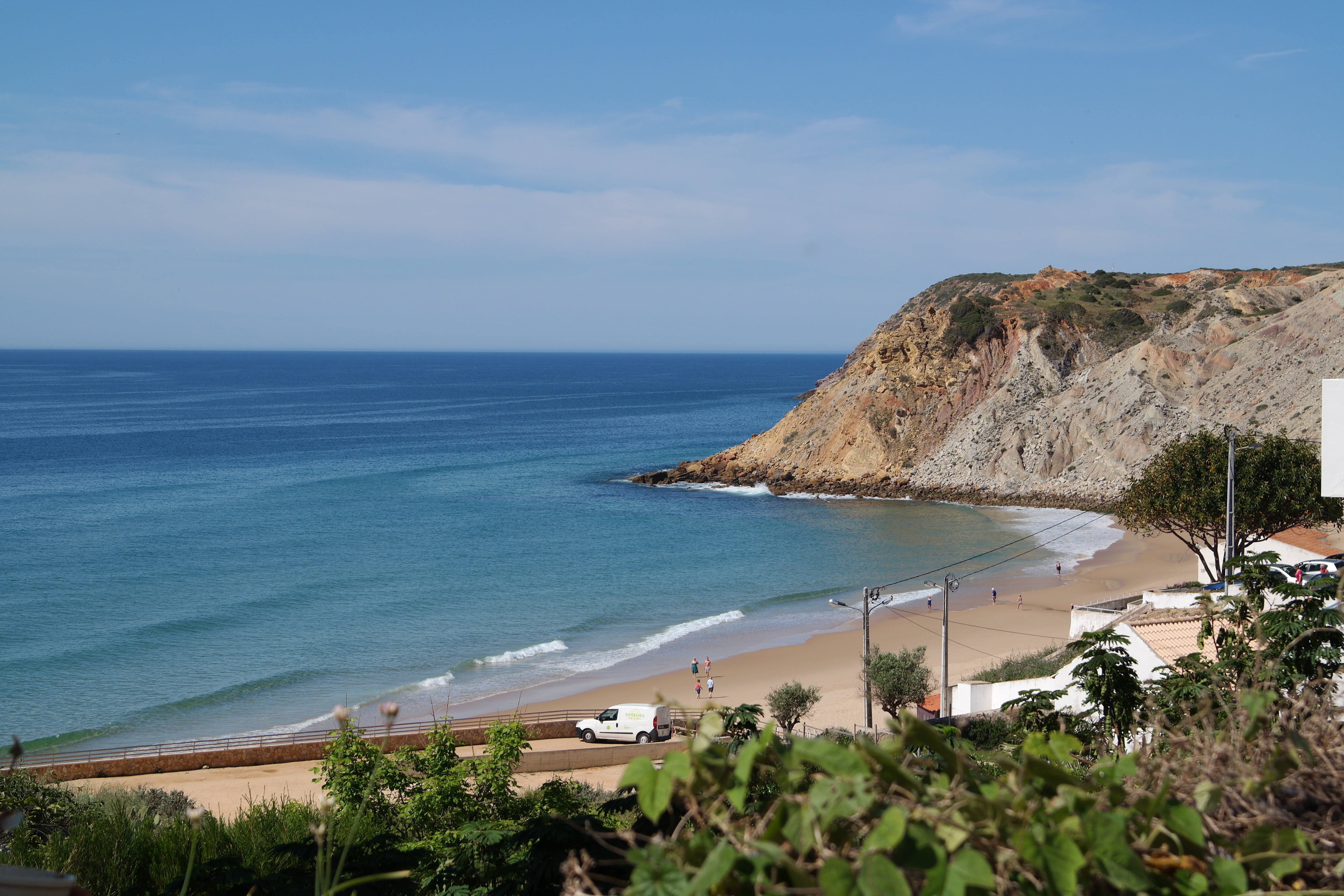 tranquil scene, algarve, scenics - nature, burgau, outdoors, tree, plant, sky, beach, nature, tranquility, formation, land, no people, day, idyllic, horizon, HD Wallpaper