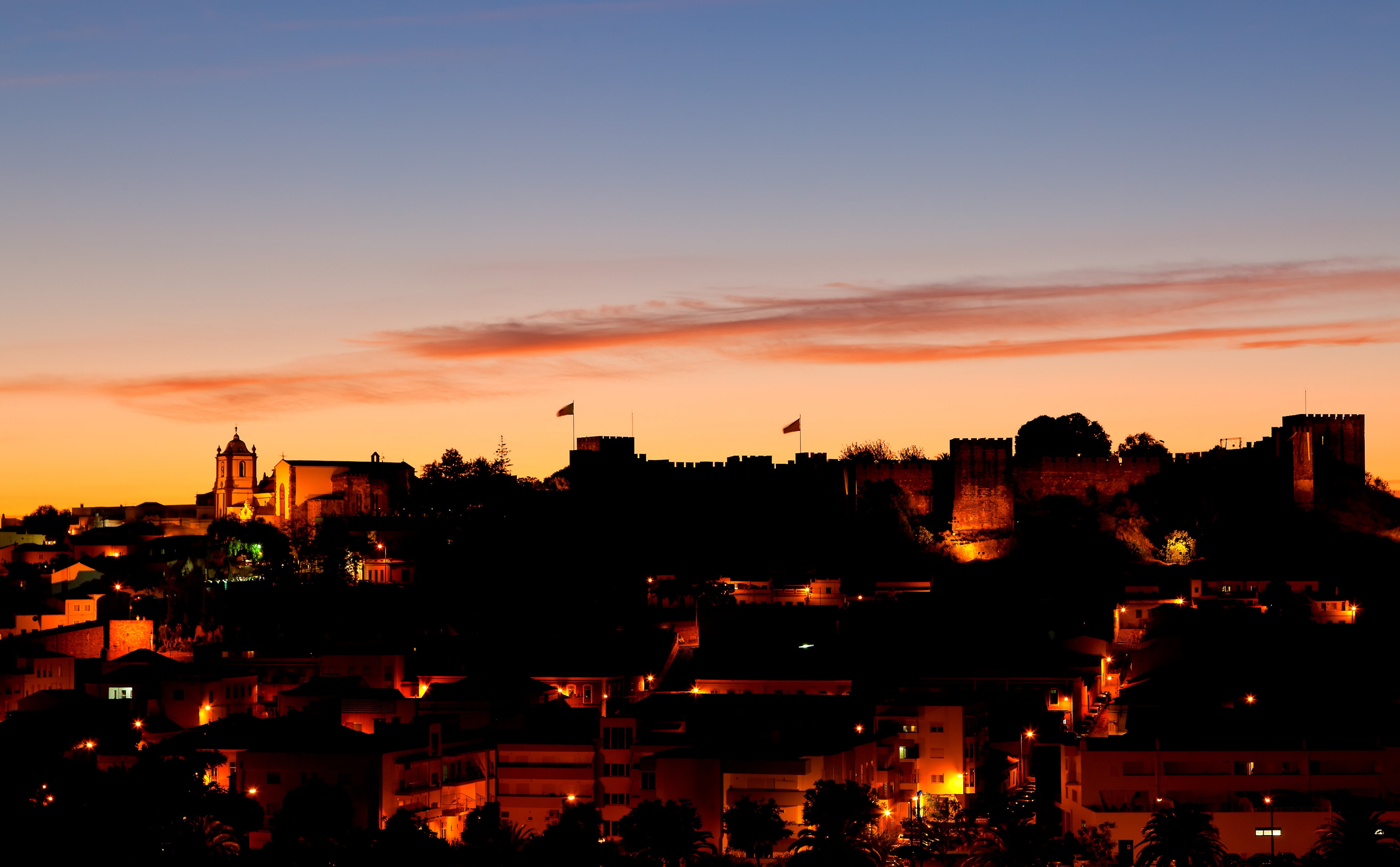 outdoors, Scenery, Photography, Light, residential district, Nature, City, Town, Background, cloud - sky, Street, silhouette, algarve, Color, sky, no people, HD Wallpaper