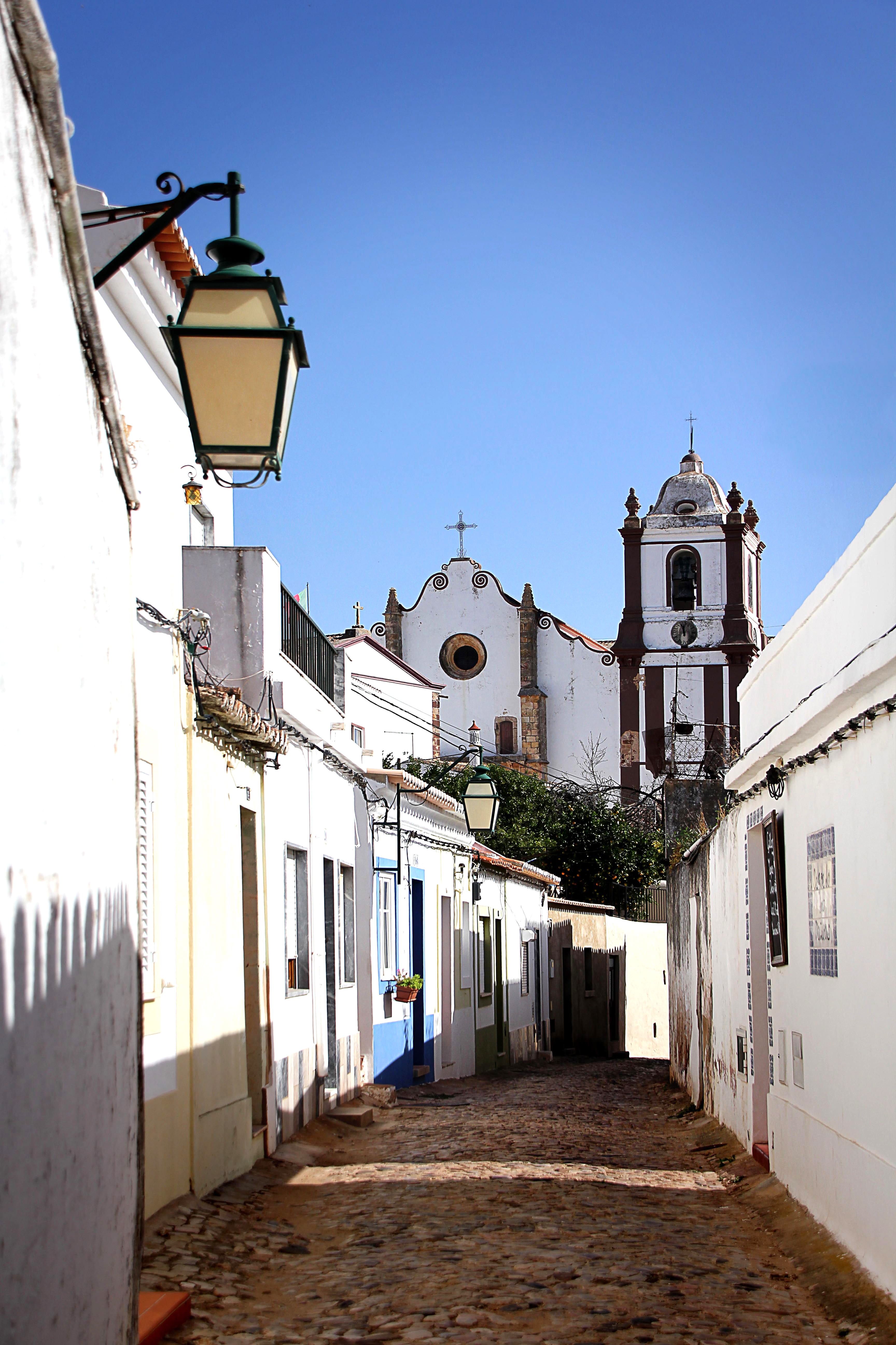 home, silves, lighting equipment, cathedral, road, sky, home front, portugal, nature, algarve, alley, place of worship, belief, direction, the way forward, Phone HD Wallpaper