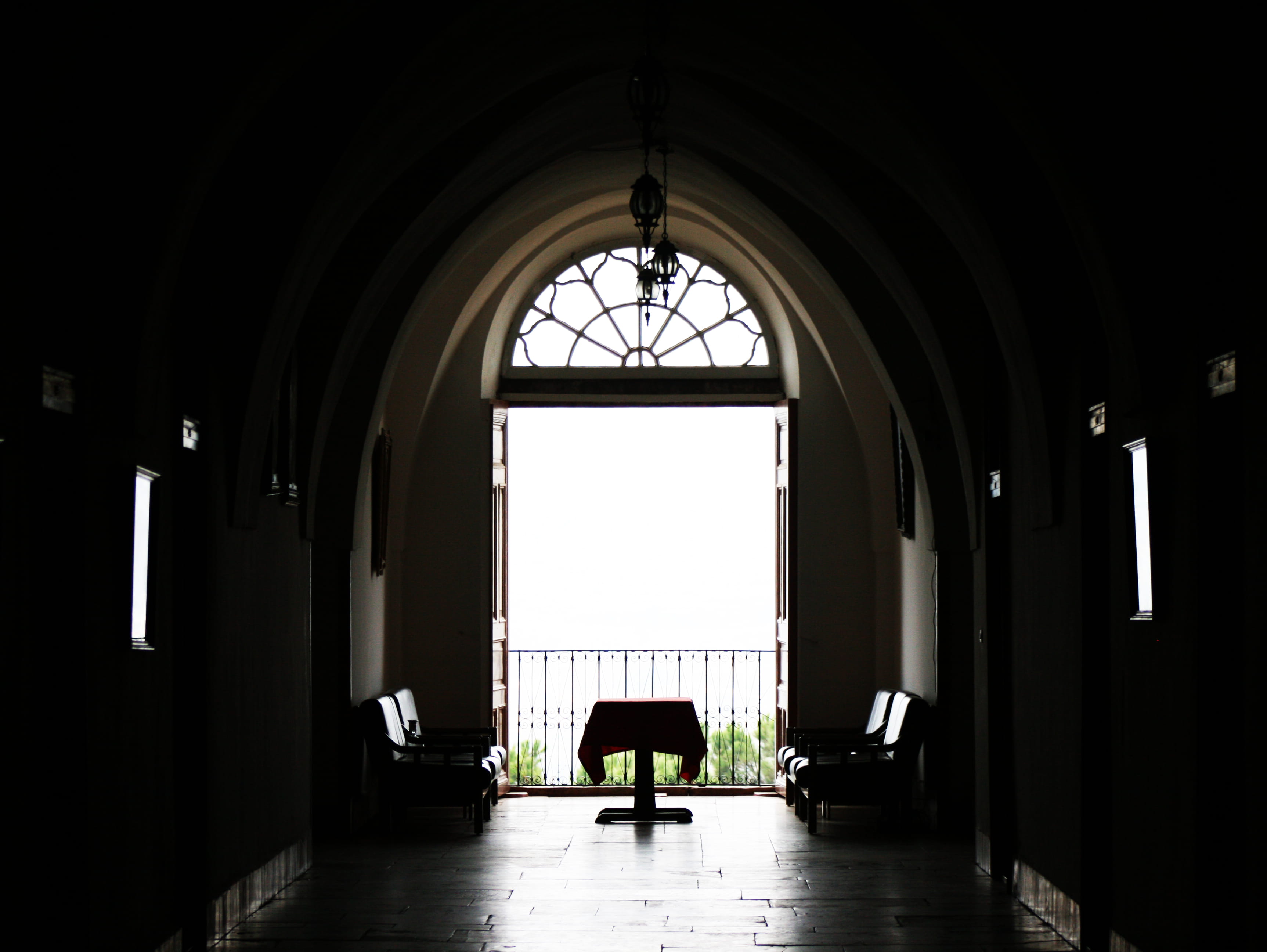 arcade, meditation, symmetry, built structure, black, open, 2K, serenity, qannoubine monastery, no filter, indoors, light, lebanon, entrance, day, door, HD Wallpaper